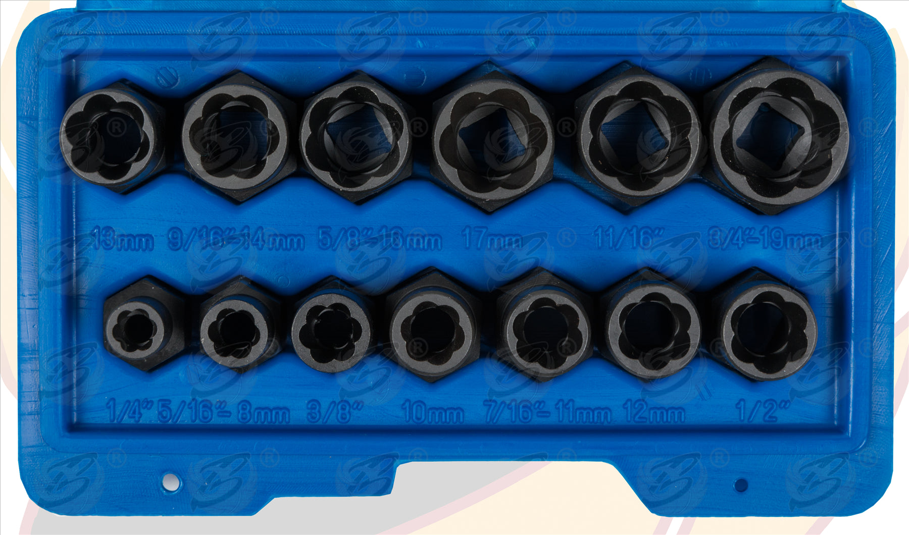BLUESPOT 13PCS 3/8" DRIVE IMPACT TWIST SOCKETS 8MM - 19MM