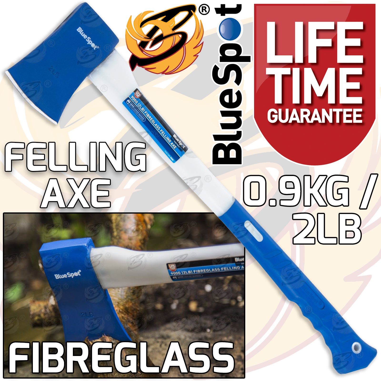 BLUESPOT 0.9KG ( 2LB ) FIBREGLASS FELLING AXE