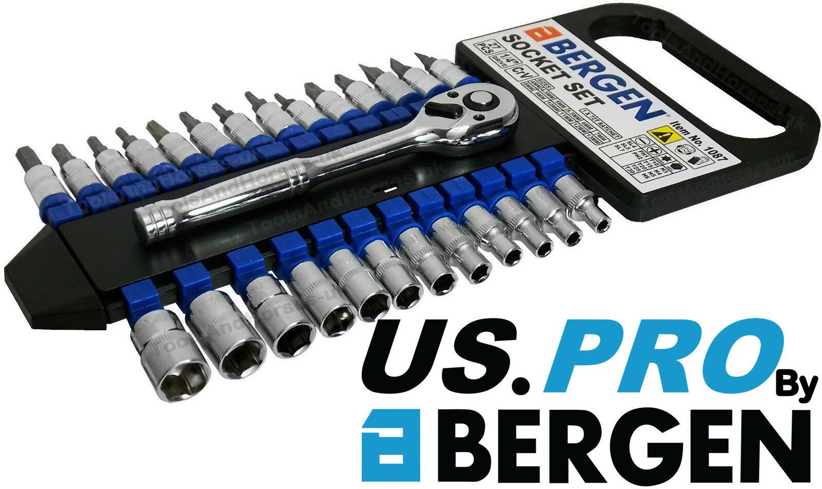 US PRO 27PCS 1/4" DRIVE 6 POINT SOCKET SET 4MM - 13MM