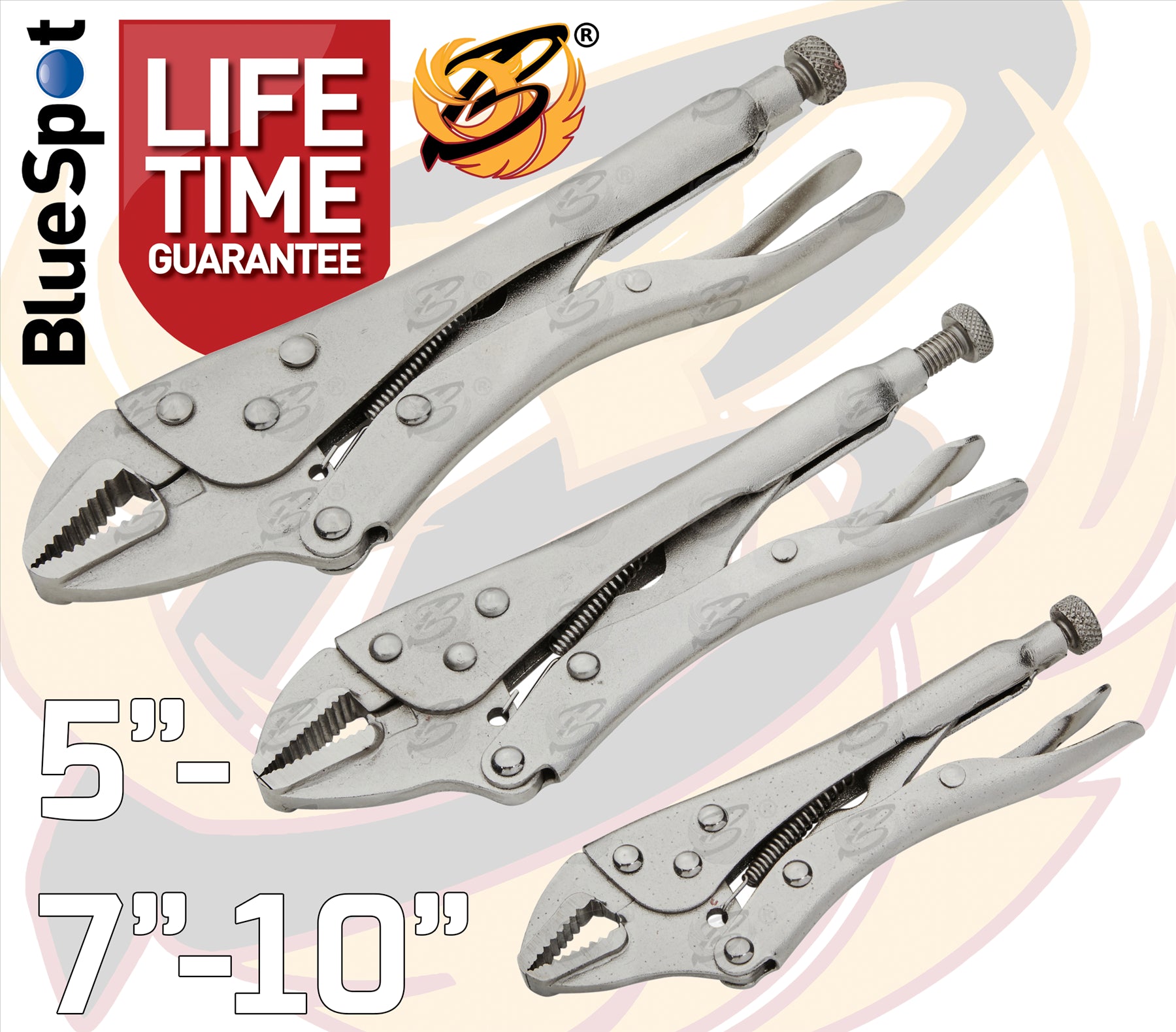 BLUESPOT 3 PCE STRAIGHT JAW LOCKING PLIERS IN WALLET (5", 7", 10")