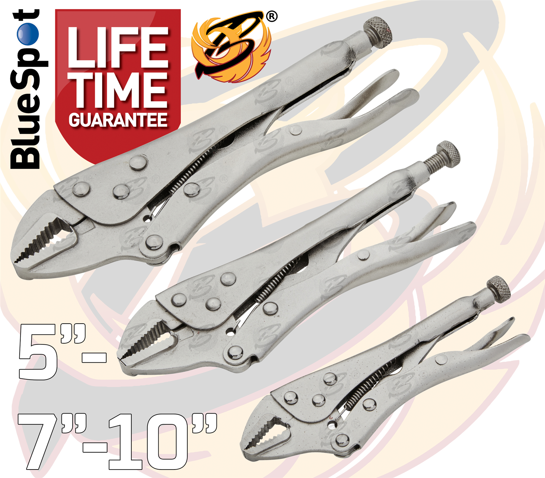 BlueSpot 3 Piece Straight Jaw Locking Pliers In Wallet (5" - 7" - 10") ( 06520 )