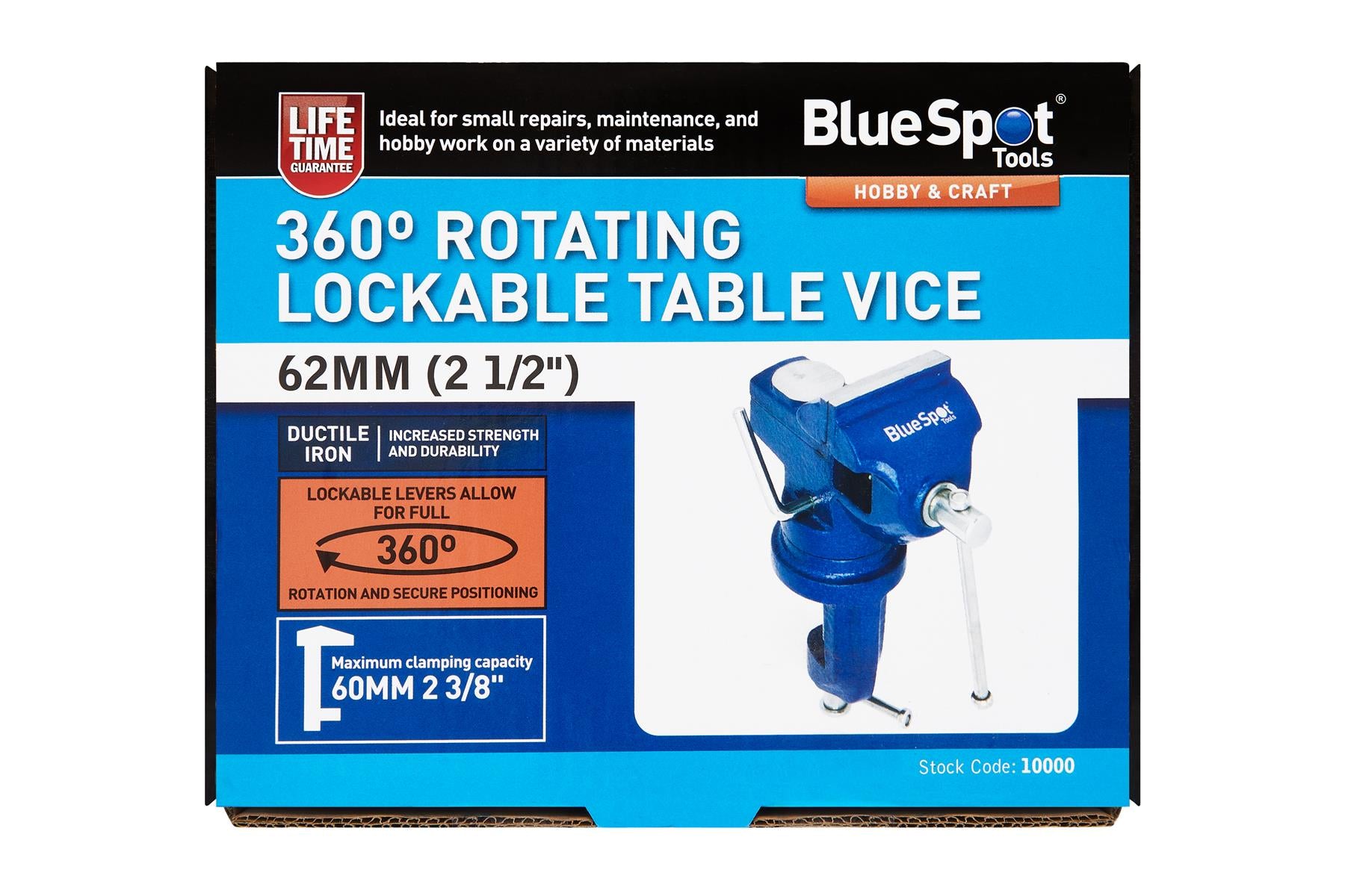 BlueSpot 65mm (2 1/2") 360º Rotating Lockable Table Vice 10000