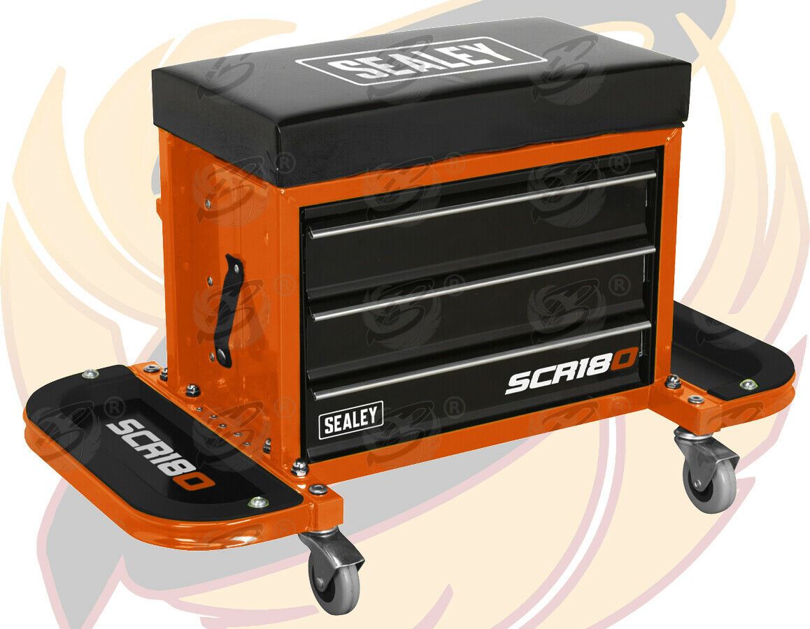 SEALEY MECHANIC STOOL / UTILTIY BOX ( ORANGE )