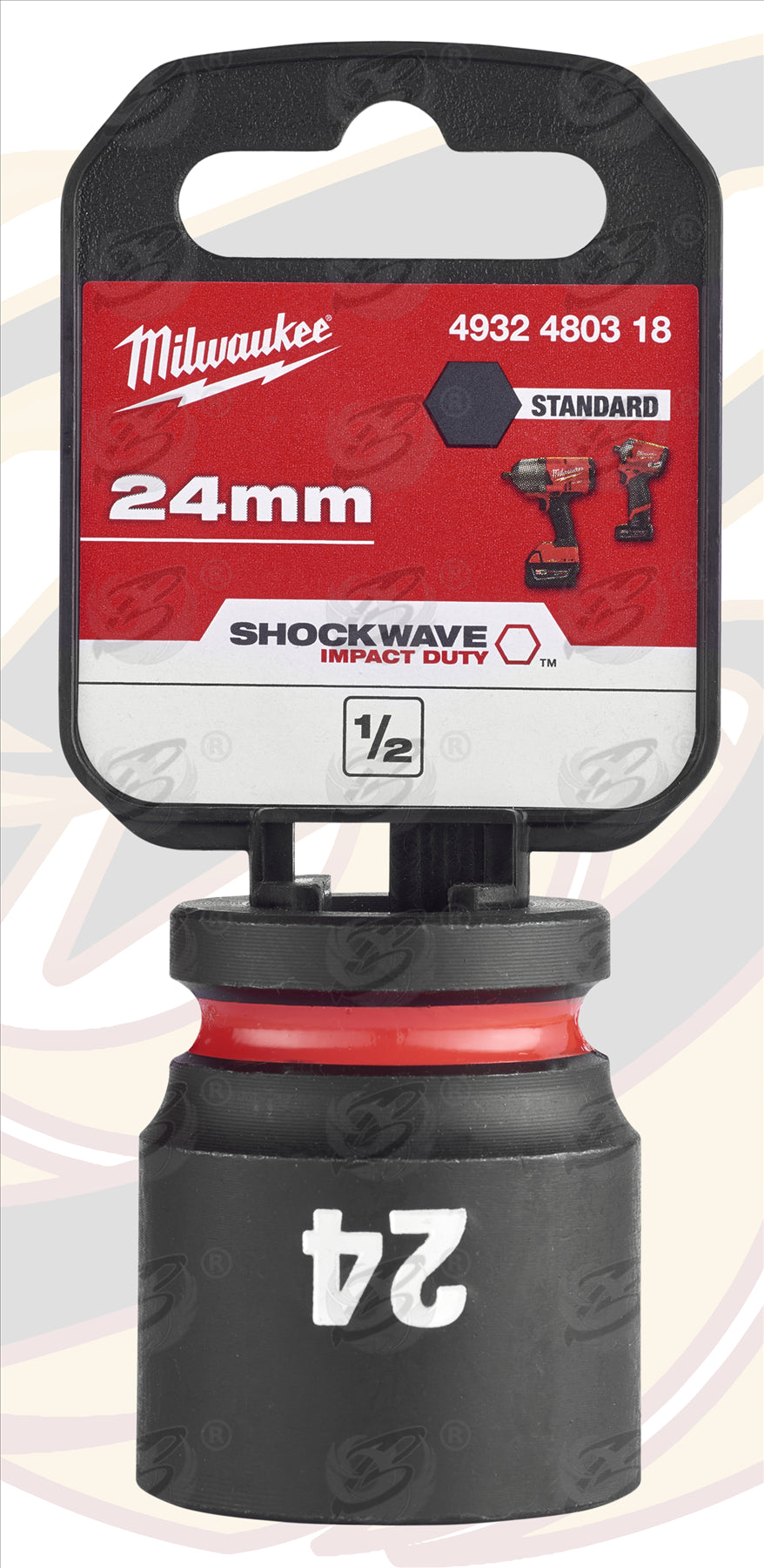 MILWAUKEE 24MM 1/2" DRIVE 6 POINT SHALLOW IMPACT SOCKET ( SINGLE )