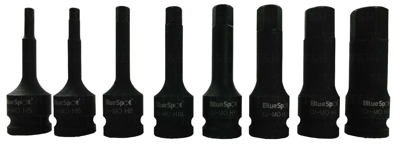 BLUESPOT 8PCS 1/2" DRIVE IMPACT HEX BIT SOCKETS H5 - H19