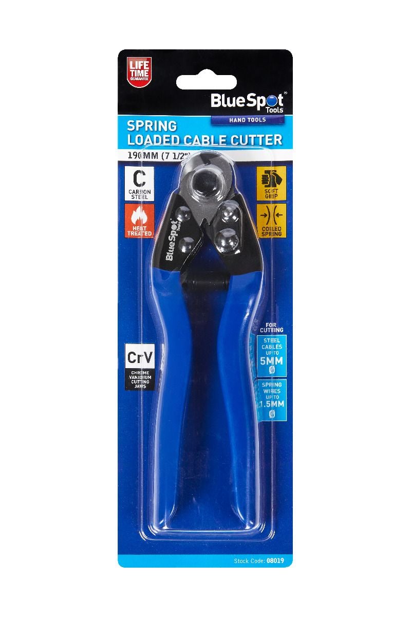 BlueSpot 190mm (7 1/2") Spring Loaded Cable Cutter With A Manufacturers LifeTime Guarantee 08019