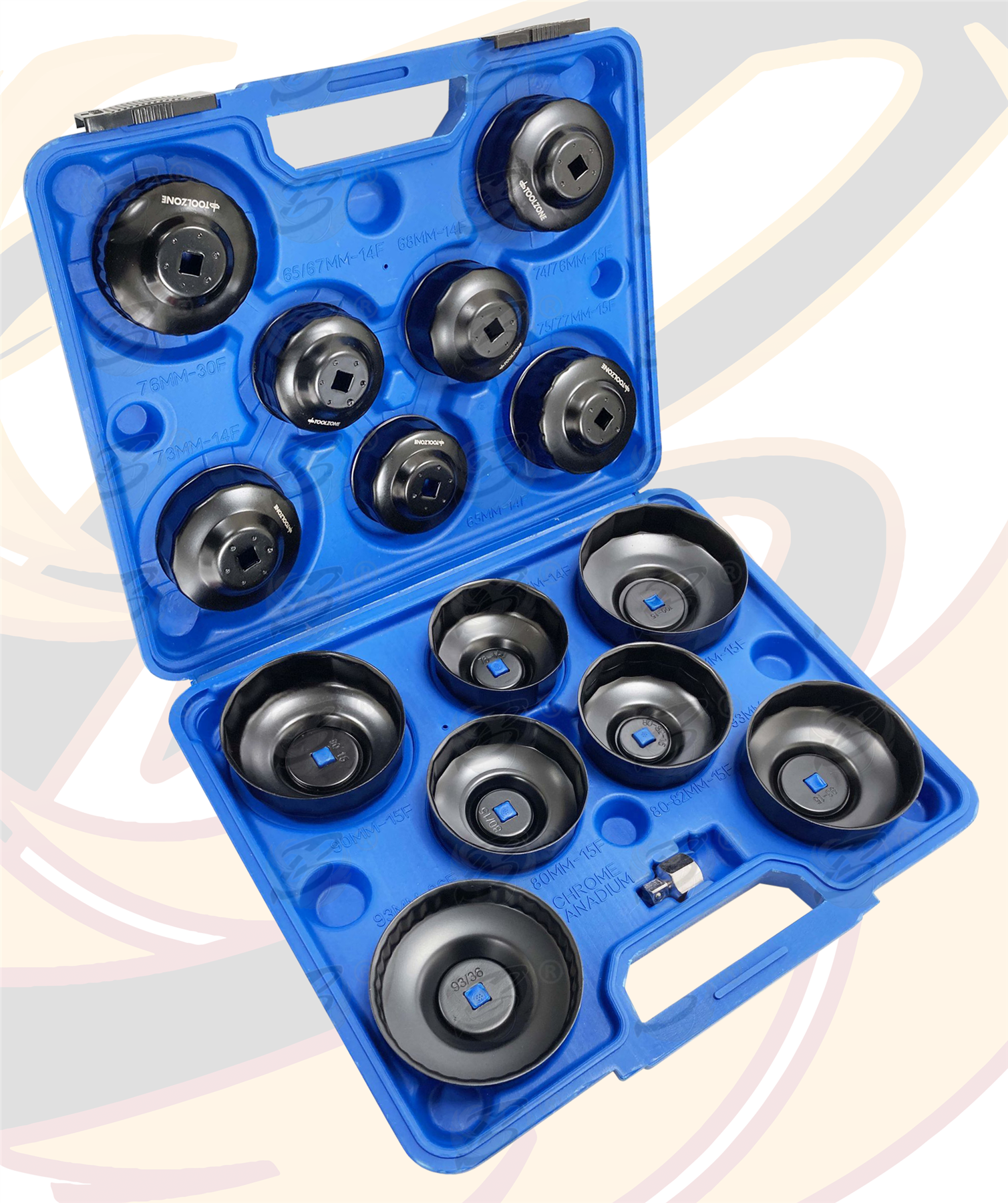 Toolzone 15 Piece 3/8" Drive "Cup Type" Oil Filter Sockets ( 65mm - 100M ) ( AU377 )