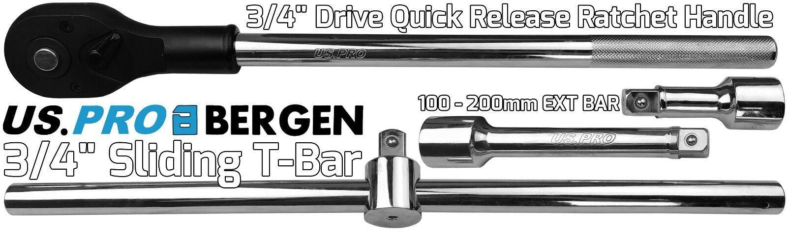 US PRO 20PCS 3/4" DRIVE 12 POINT SOCKET SET 19MM - 50MM