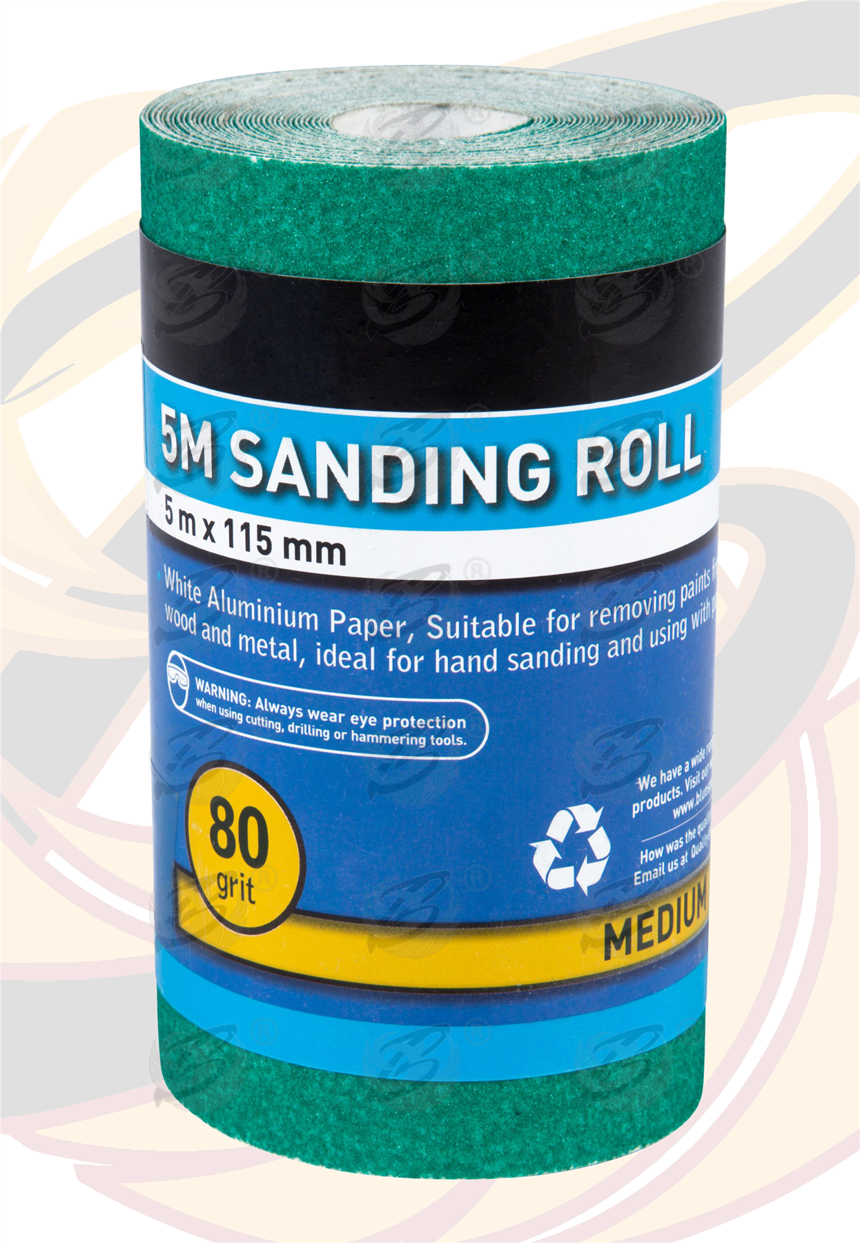 BLUESPOT 80 GRIT SANDING ROLL ( 5M x 115MM ) ( 4 ROLLS )