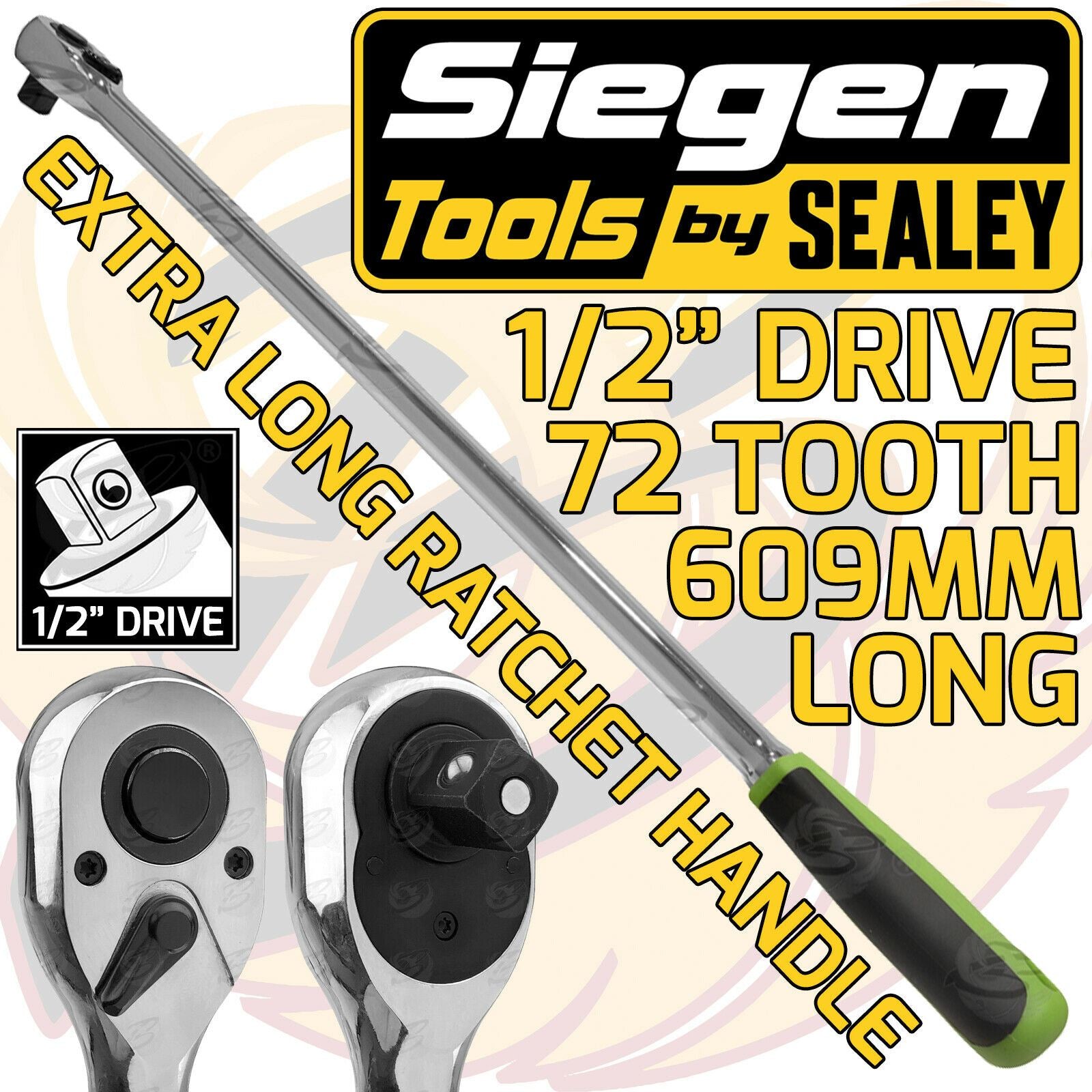 SIEGEN 1/2" DRIVE 72 TOOTH EXTRA LONG RATCHET HANDLE