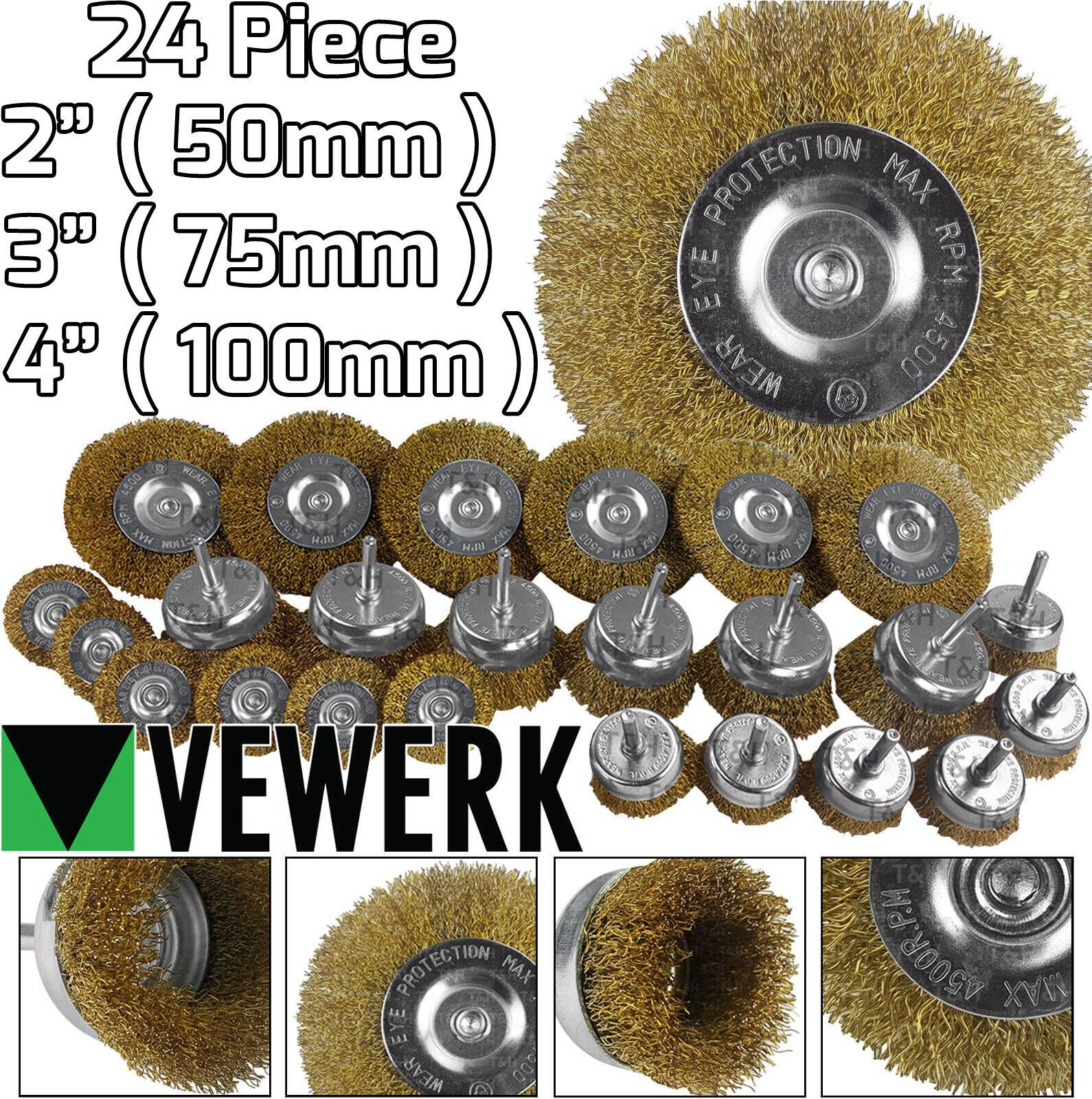 VEWERK 24PCS ASSORTED WIRE WHEEL SET
