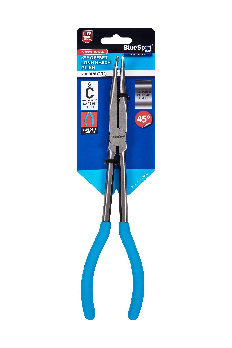 BlueSpot 280mm (11") 45º Offset Long Reach Plier With A Manufacturers LifeTime Guarantee 08200