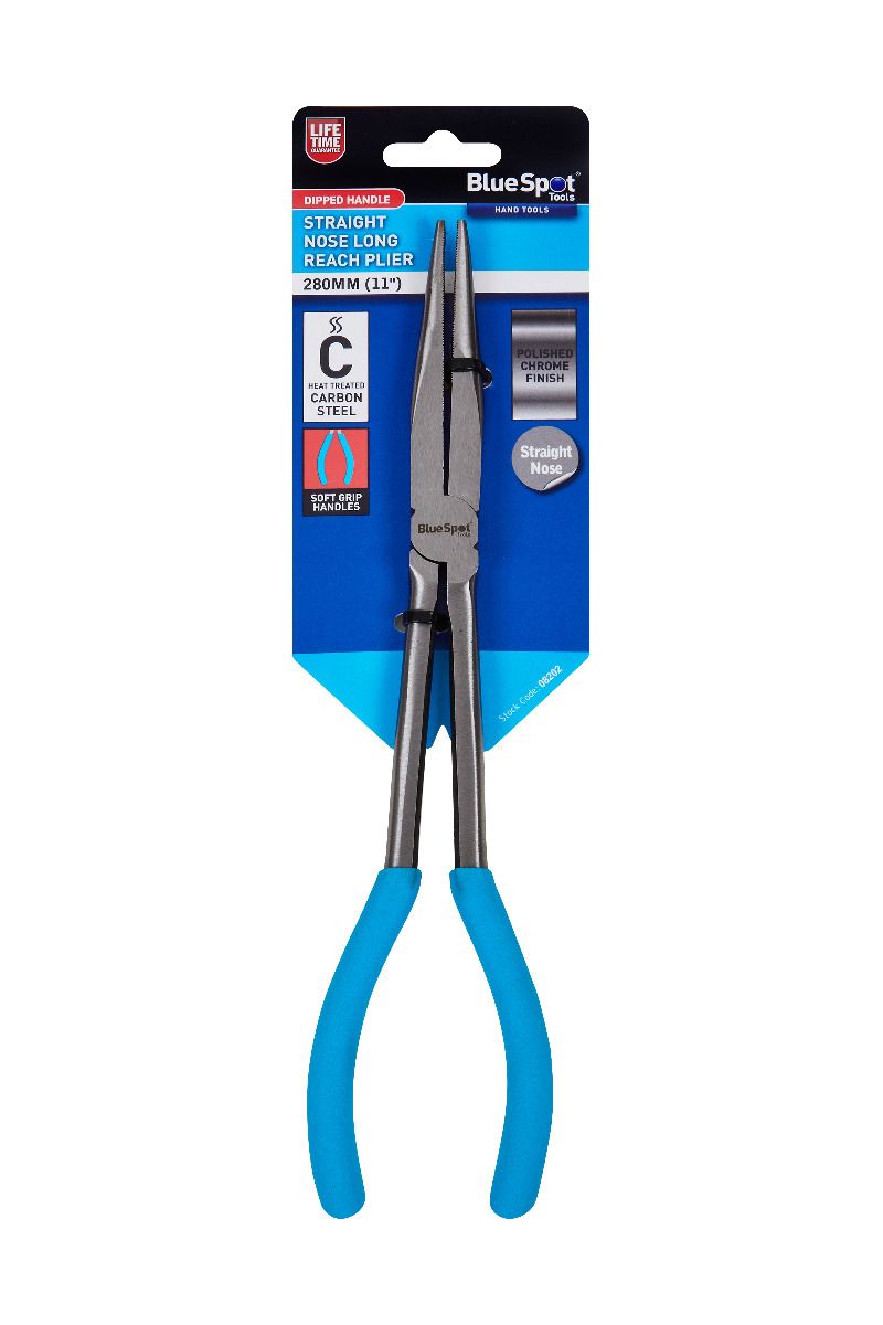 BlueSpot 280mm (11") Straight Nose Long Reach Plier With A Manufacturers LifeTime Guarantee 08202