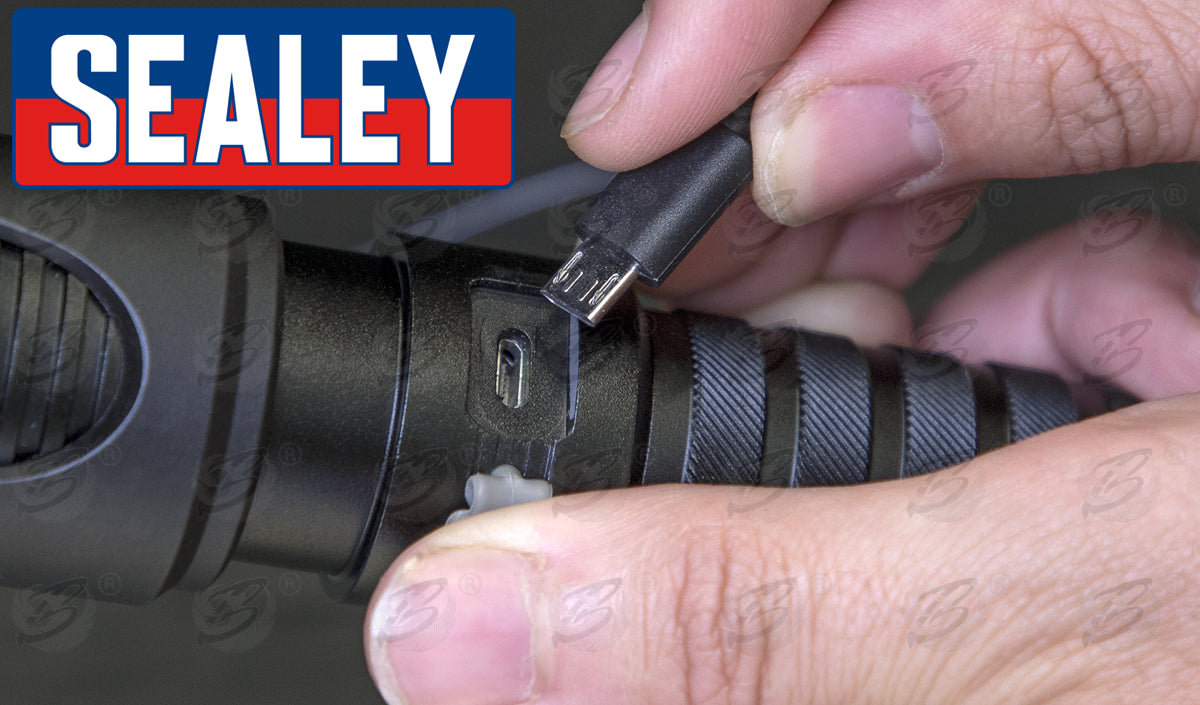 SEALEY RECHARGEABLE LI - ION SMD LED TORCH 10W 300LM - 1000LM