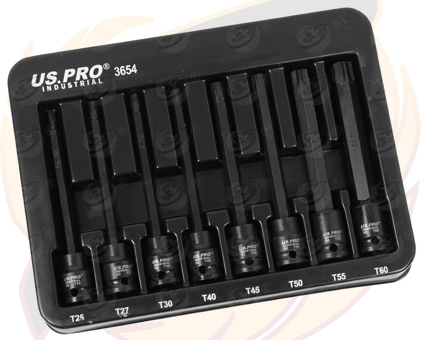 US PRO INDUSTRIAL 8PCS 3/8" DRIVE EXTRA LONG IMPACT TORX BIT SOCKETS T25 - T60
