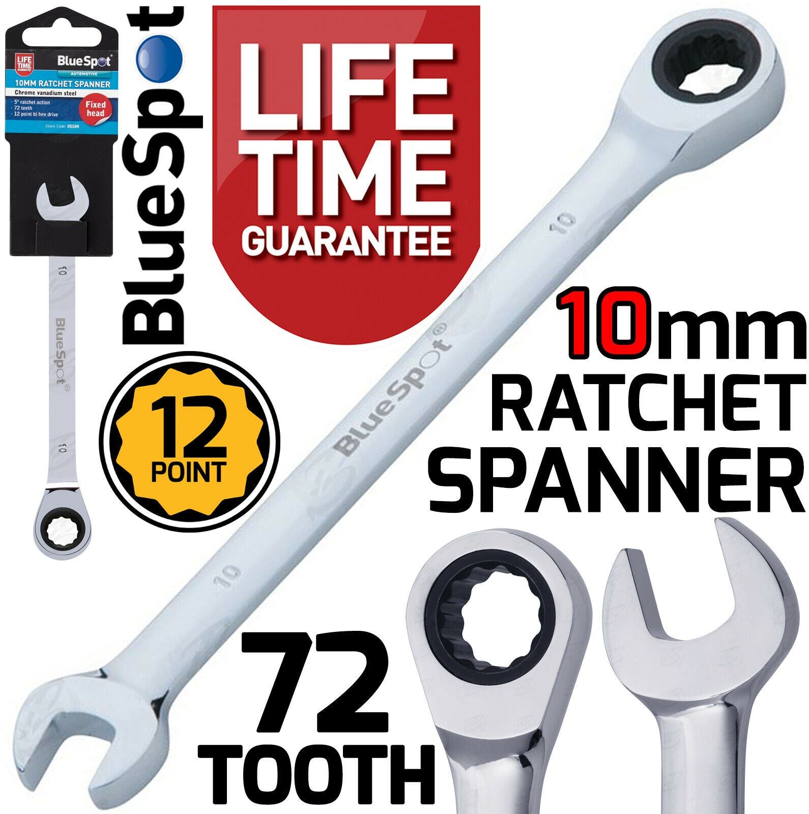 BLUESPOT 10MM 72 TOOTH RATCHET SPANNER