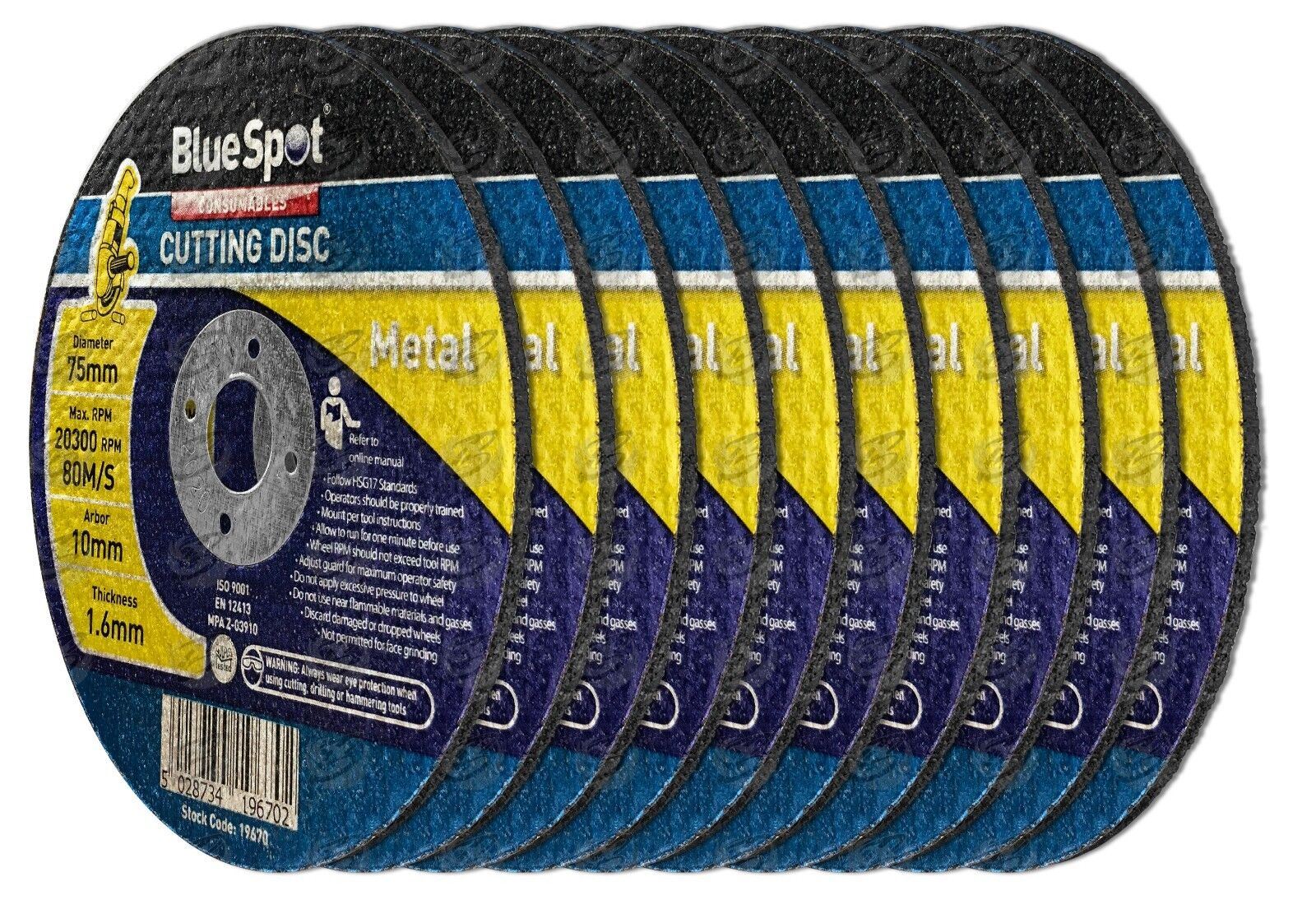 BLUESPOT 3" x 1MM METAL CUTTING BLUESPOT 3" x 1MM METAL CUTTING DISC ( x 10 )