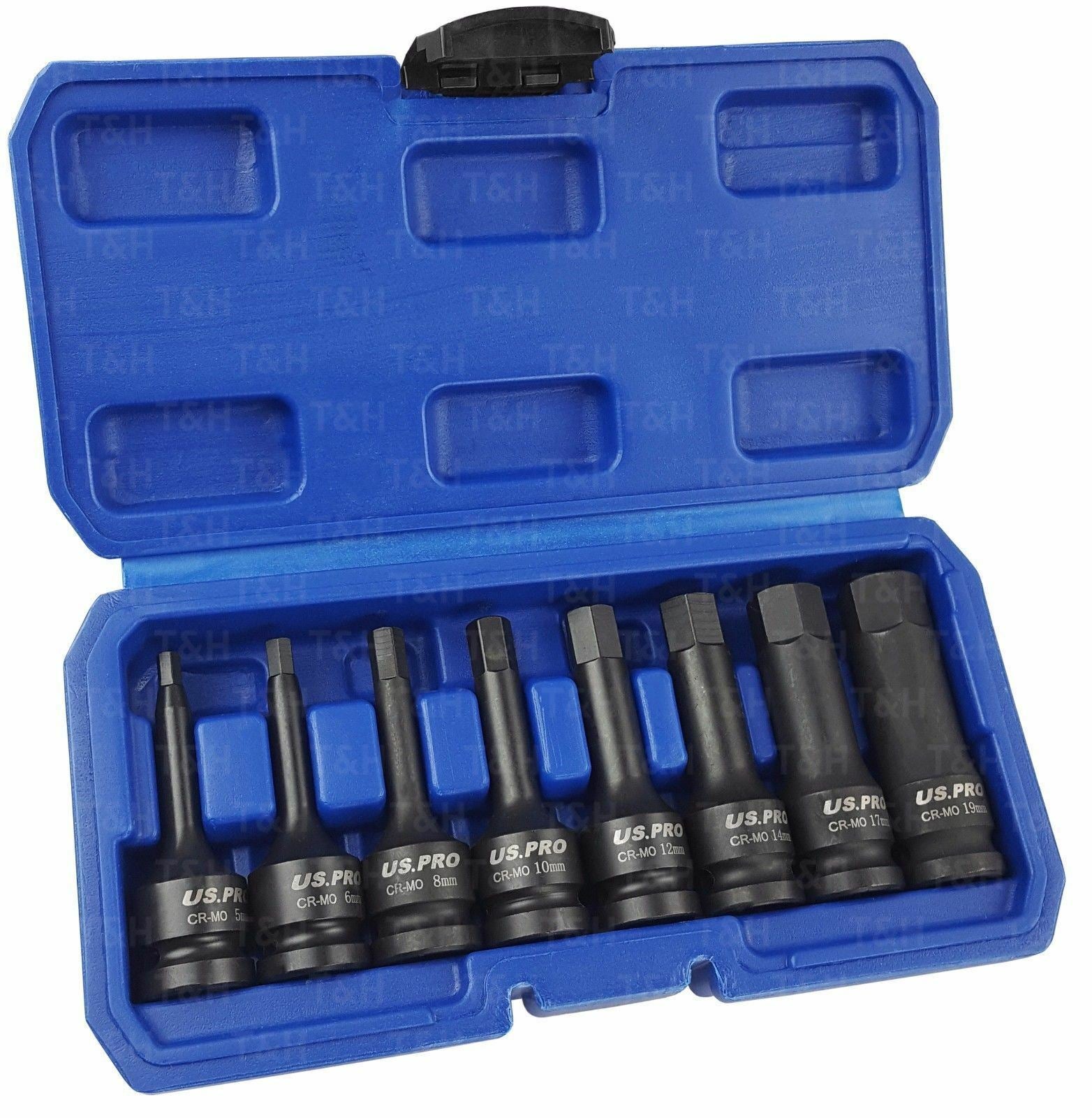 US PRO 8PCS 1/2" DRIVE IMPACT HEX BIT SOCKET SET H5 - H19