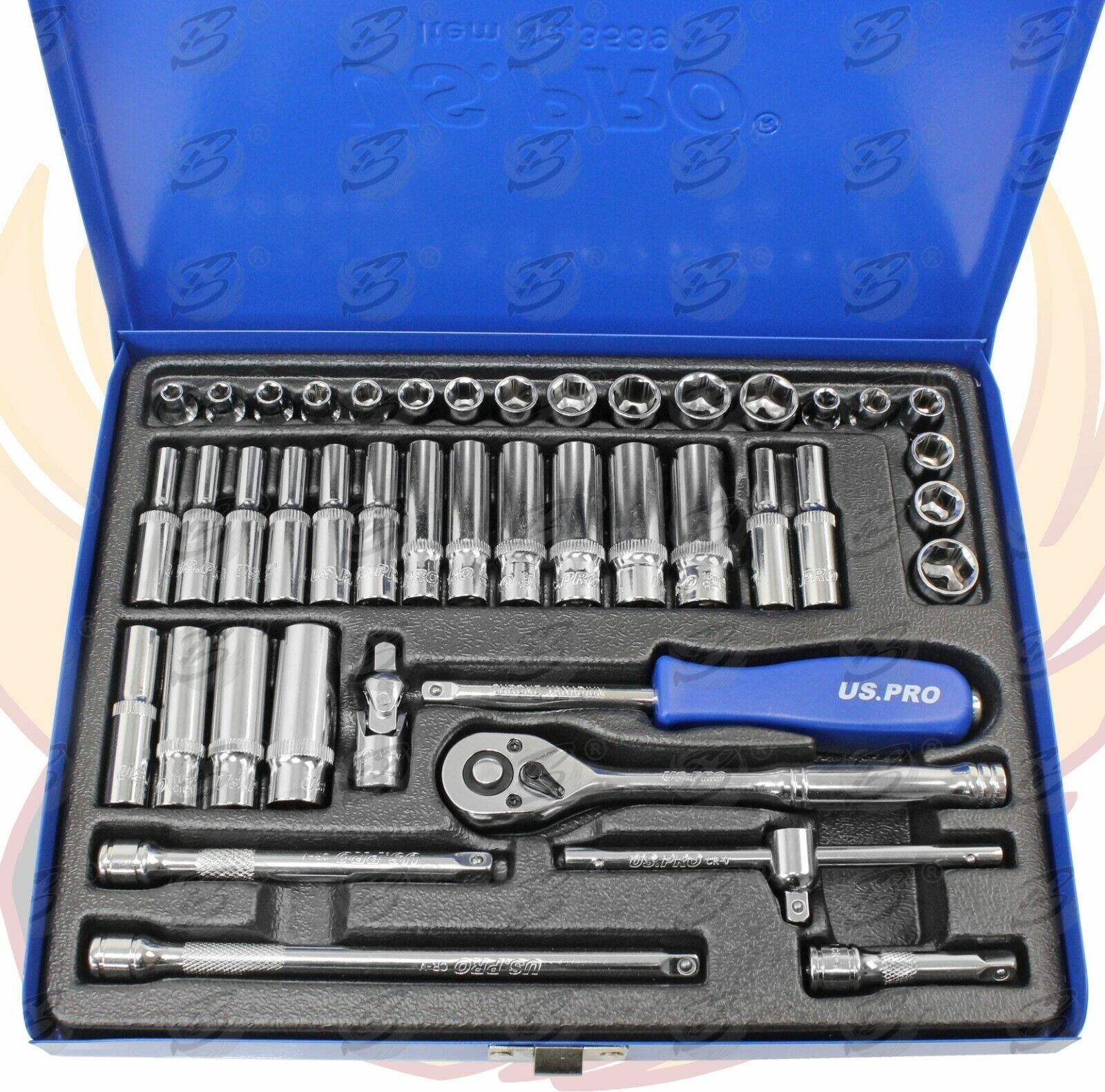 US Pro 42 Piece 1/4" Drive Metric & Af Socket Set 3539