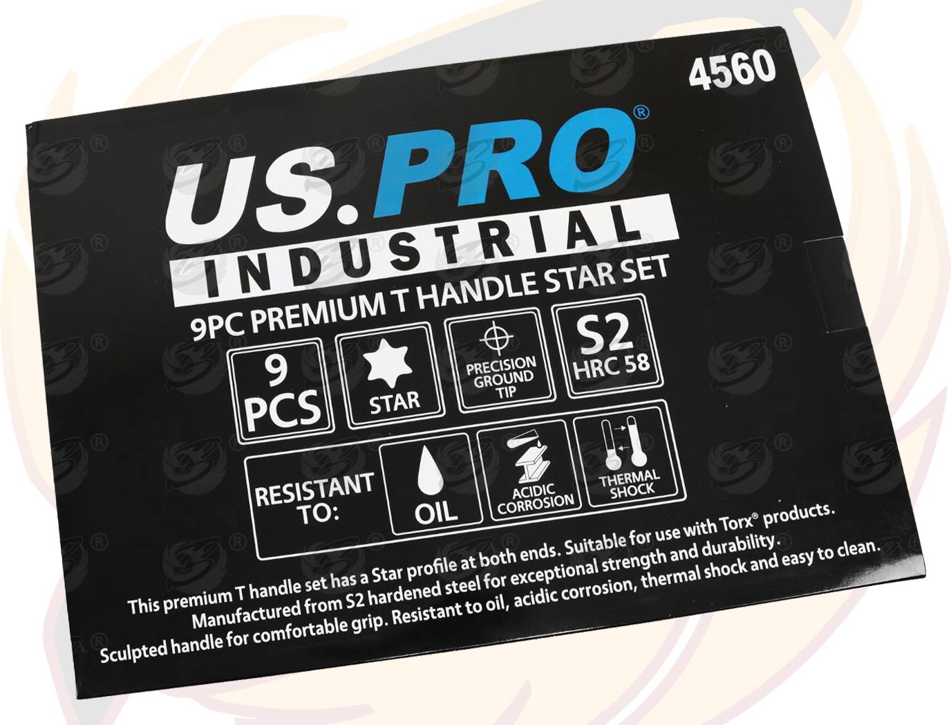 US Pro Industrial 9 Piece T Handle Torx Keys T10 - T50 4560