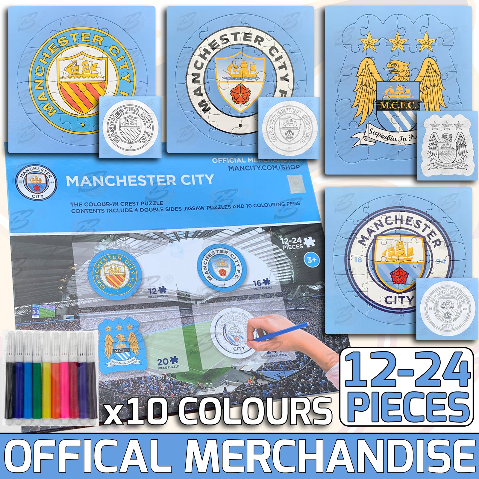 MANCHESTER CITY 4PCS COLOUR-IN JIGSAW PUZZLE