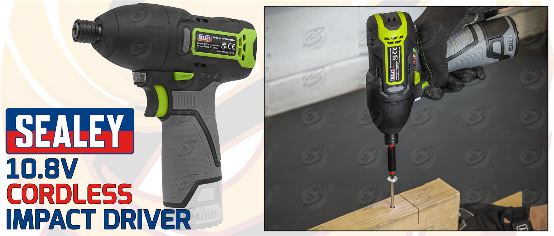 SEALEY 10.8V 3/8" DRIVE CORDLESS COMBO KIT ( DRILL - RATCHET WRENCH - IMPACT WRENCH - IMPACT DRIVER )