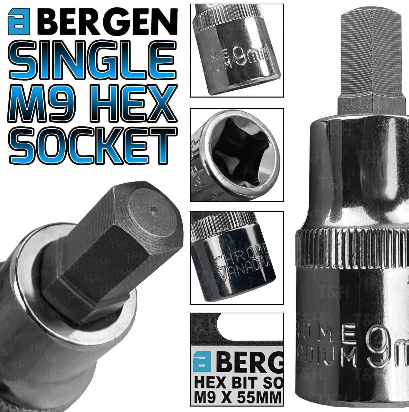 US Pro H9 1/2" Drive 55mm Long Hex Bit Socket ( Single ) 3356