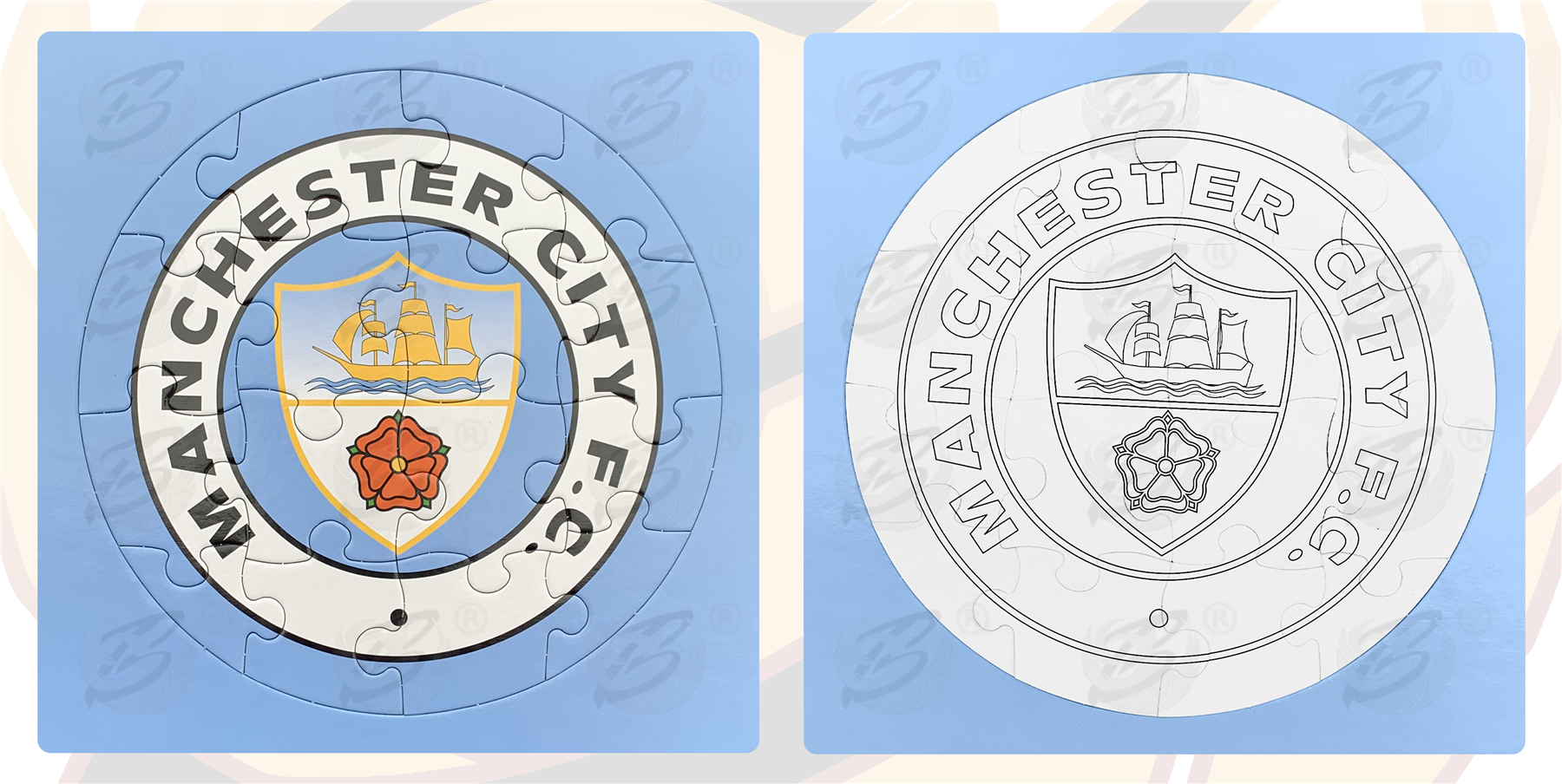 Manchester City 4 Piece Colour-In Jigsaw Puzzle ( MCFC_PUZZLE )