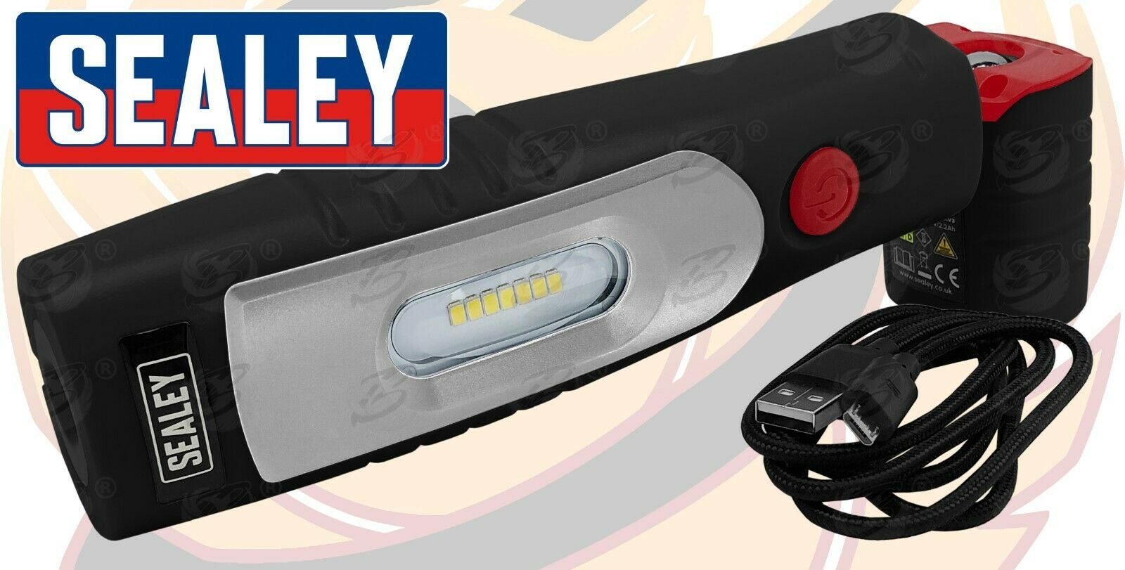 SEALEY RECHARGEABLE SMD LED LI - ION WORK LIGHT ( BLACK )