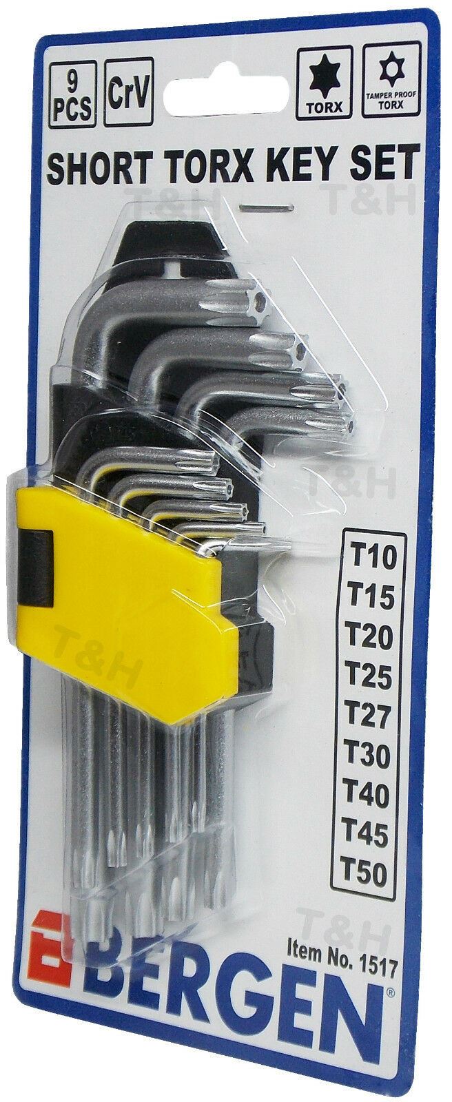 US PRO 9PCS STUBBY TORX KEY SET T10 - T51