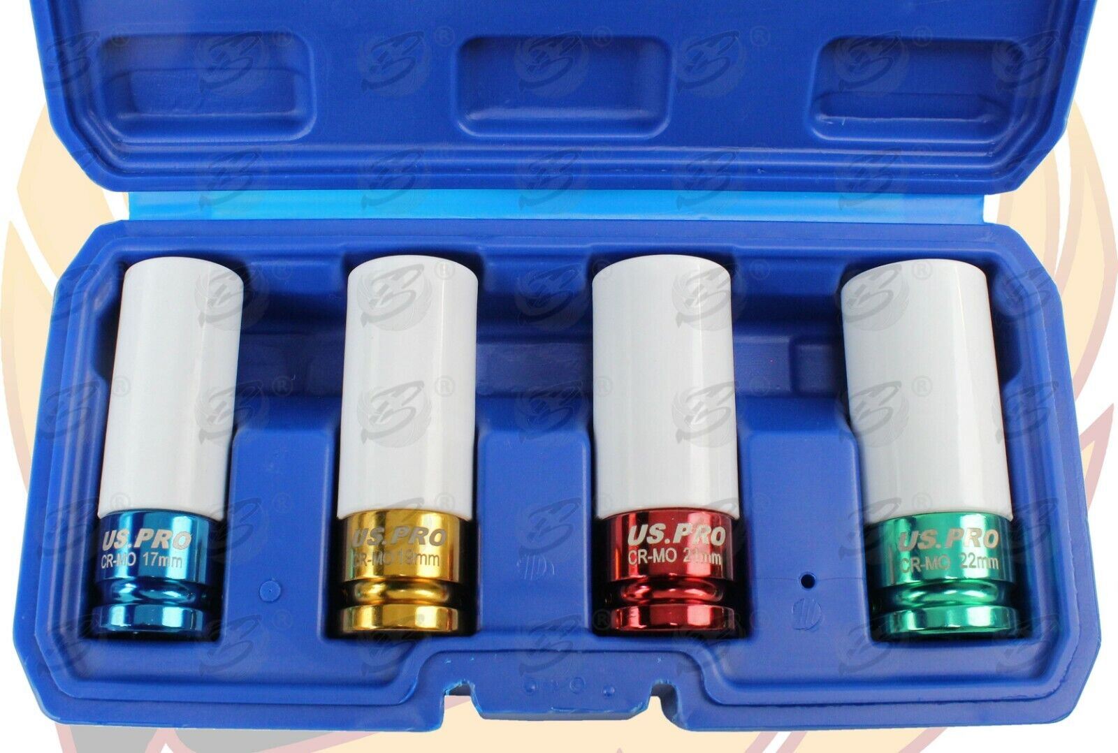 US PRO 1/2" DRIVE 24" LONG BREAKER BAR & 4PCS 6 POINT ALLOY WHEEL NUT SOCKETS 17MM - 22MM