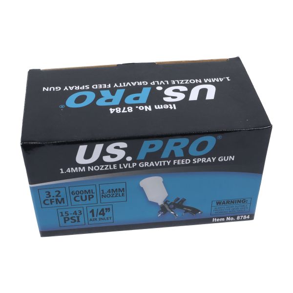 US Pro 1.4mm Nozzle Lvlp Gravity Feed Spray Gun 600ml 8784