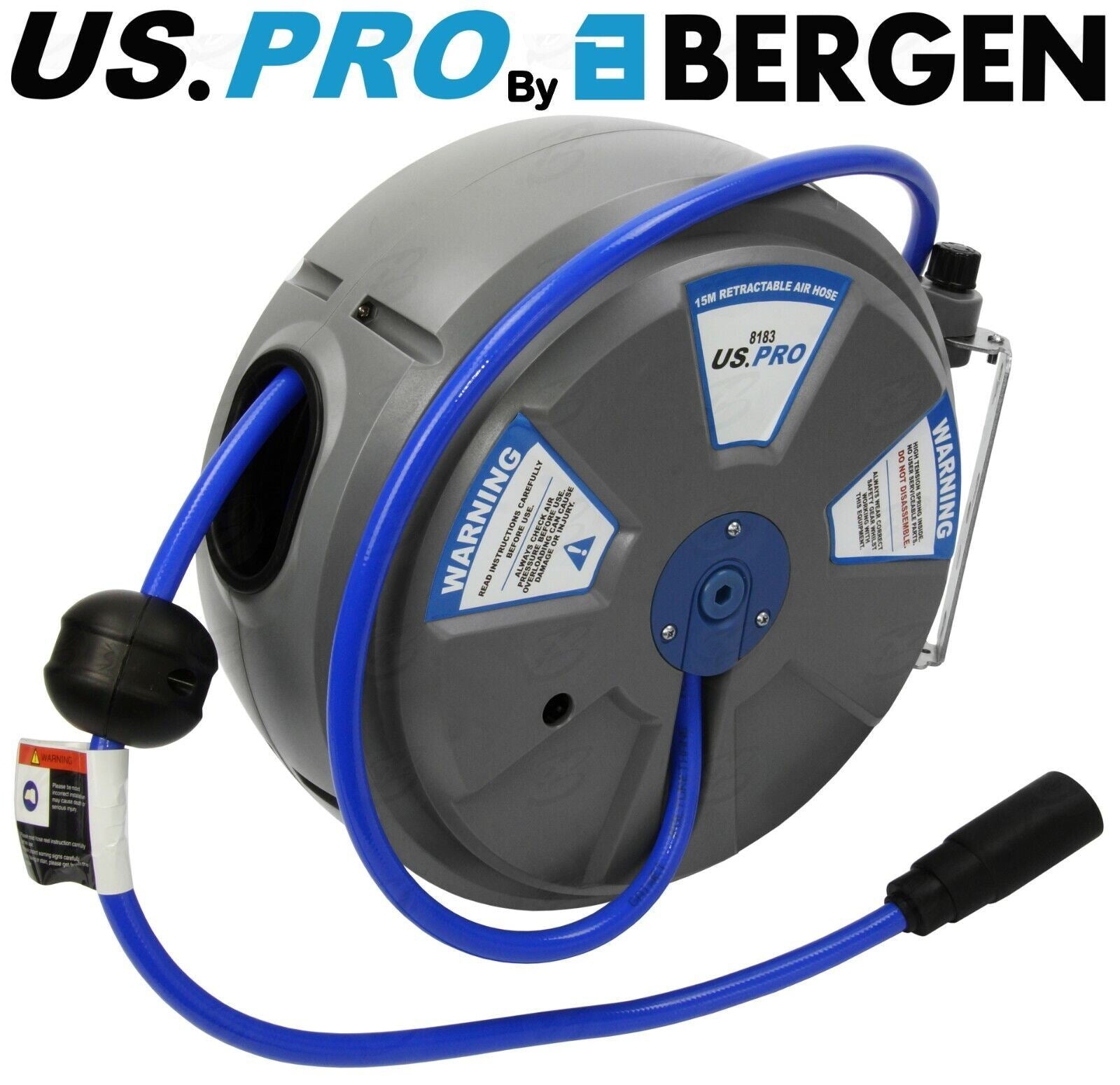 US Pro 15M x 8mm Retractable Air Line Hose Reel 8183