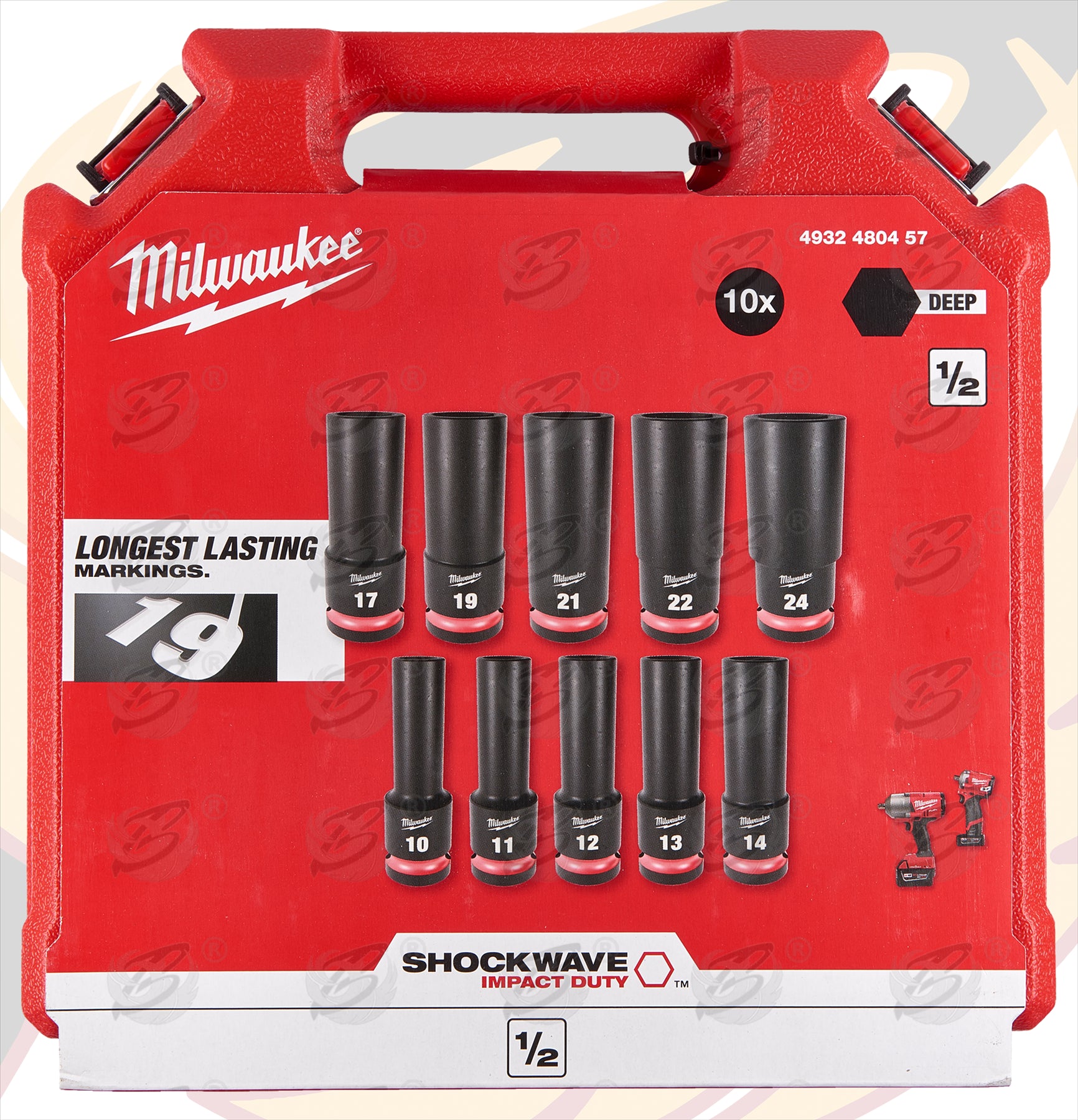 MILWAUKEE 10PCS 1/2" DRIVE 6 POINT DEEP IMPACT SOCKETS ( SHOCKWAVE IMPACT DUTY )