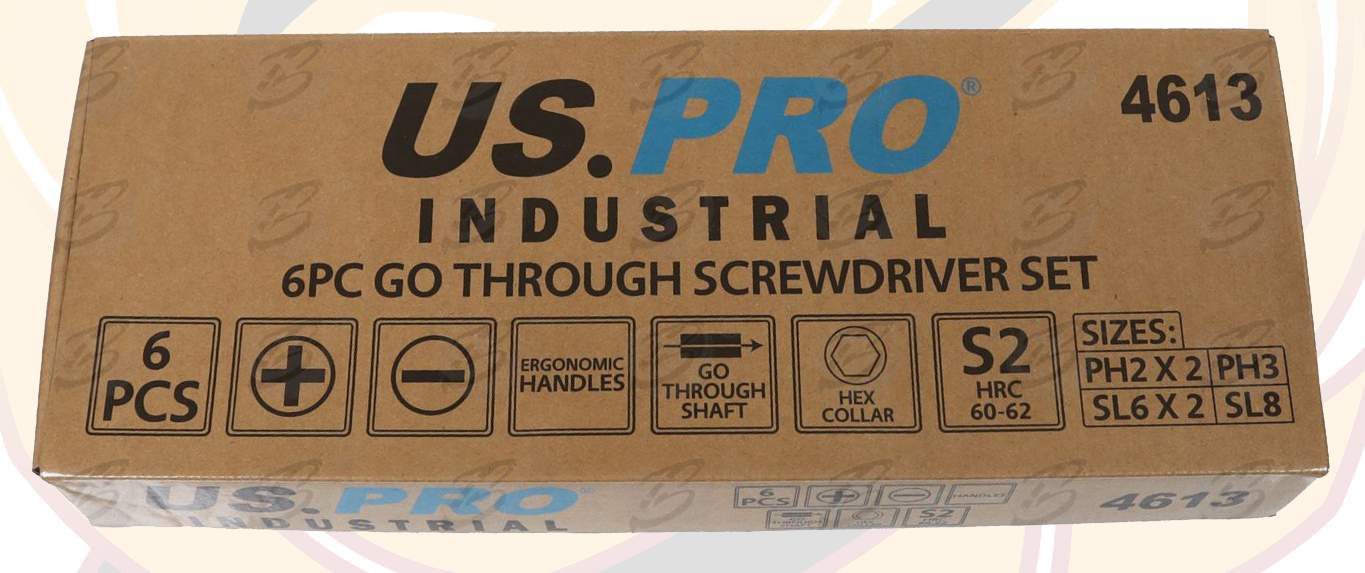 US Pro Industrial 6 Piece Magnetic Go Thru Screwdrivers ( Slotted - PHillips ) 4613