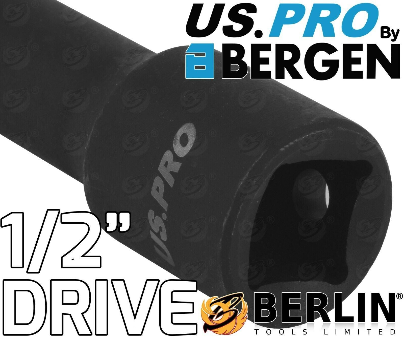 US PRO 1/2" DRIVE 6 POINT DEEP IMPACT SOCKETS & EXTENSIONS 10MM - 24MM