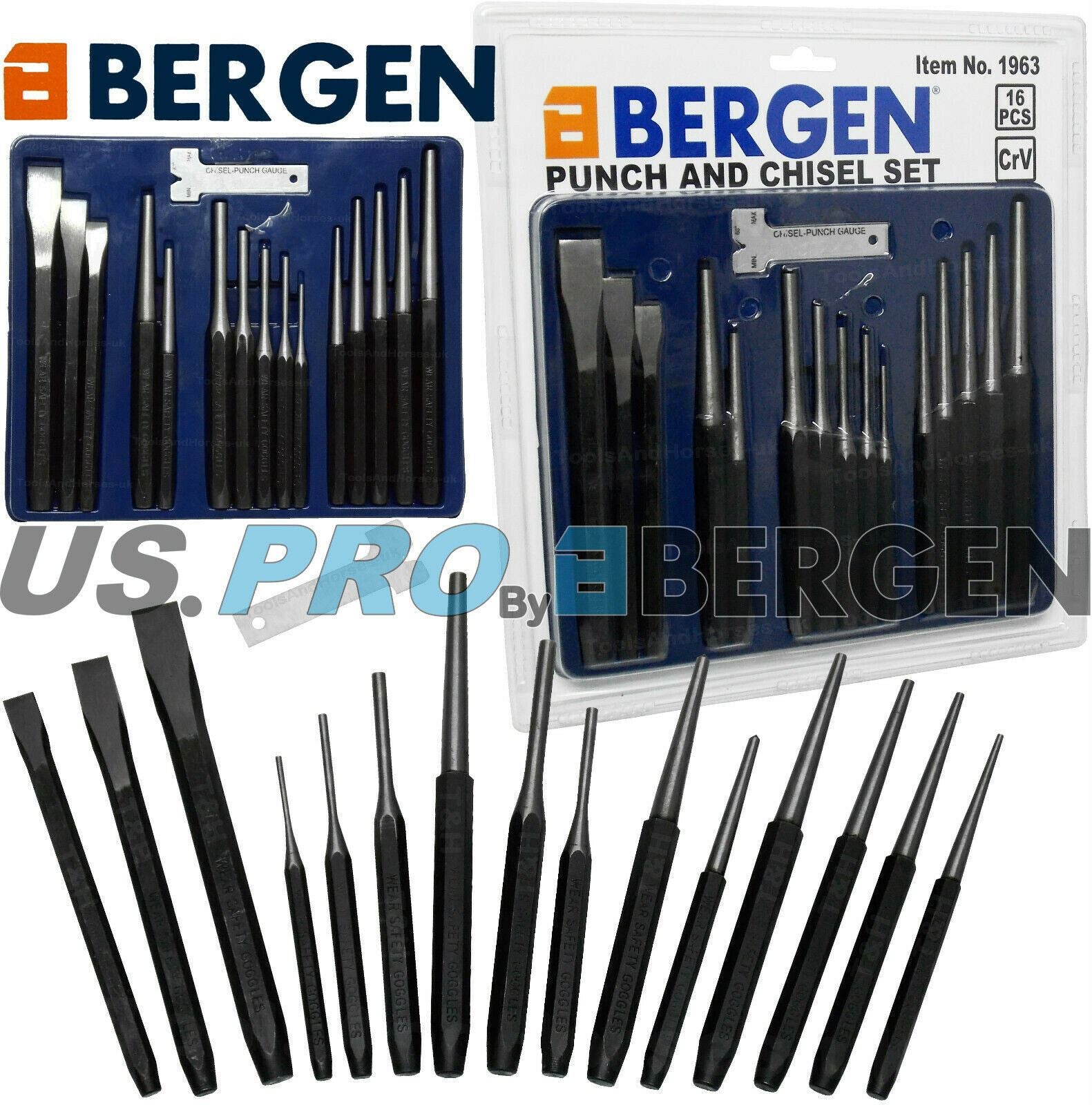 US PRO 16PCS PUNCH & CHISEL SET