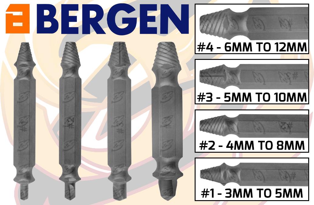 BERGEN 4PCS SCREW EXTRACTOR SET