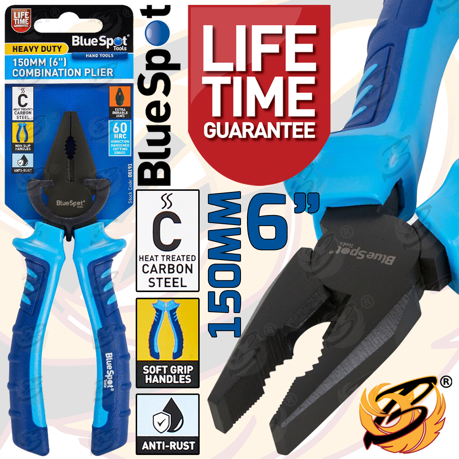 BlueSpot 150mm (6") Heavy Duty Combination Plier ( 08191 )