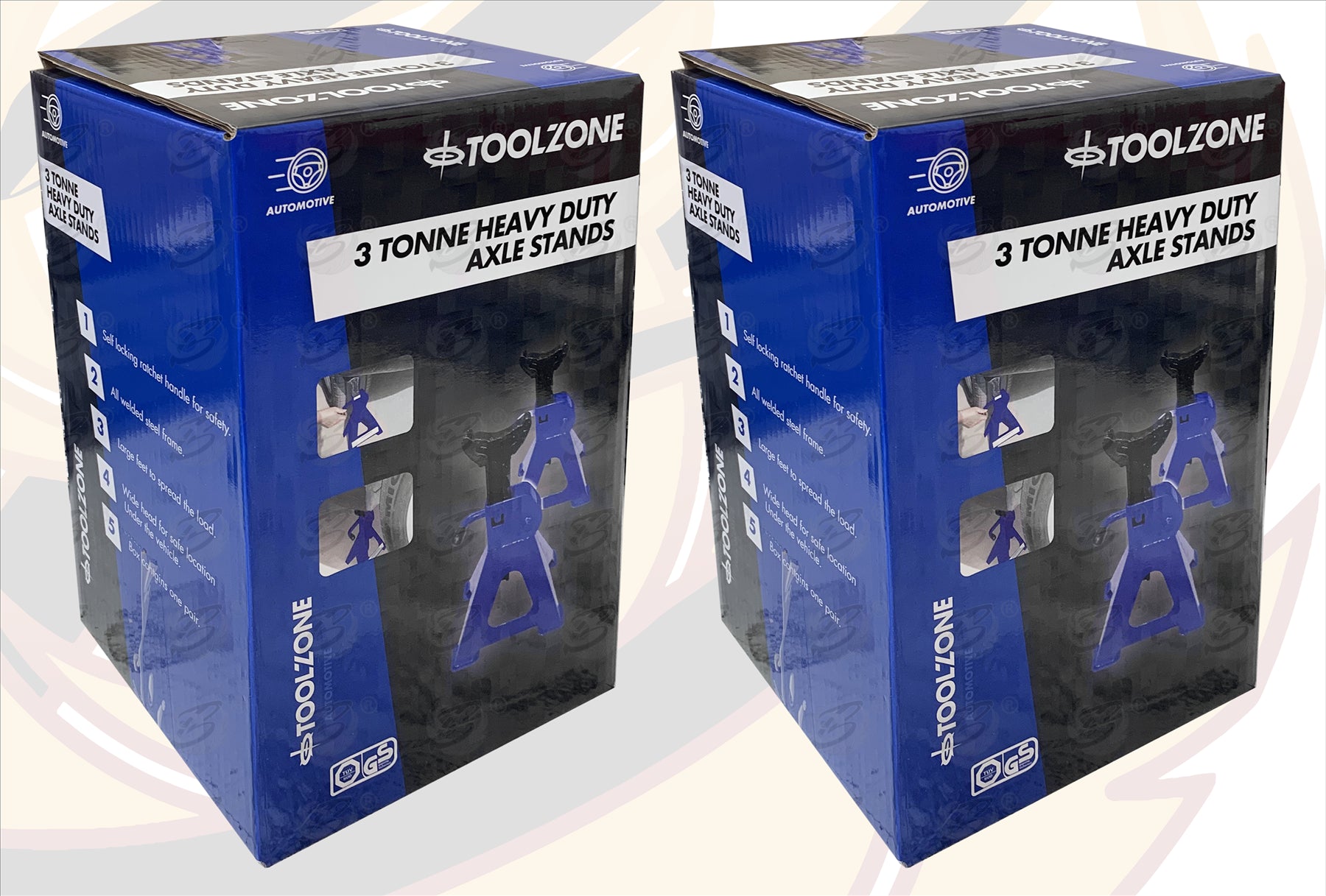 TOOLZONE 3 TON ( TONNE ) AXLE STANDS ( 2 PAIRS )