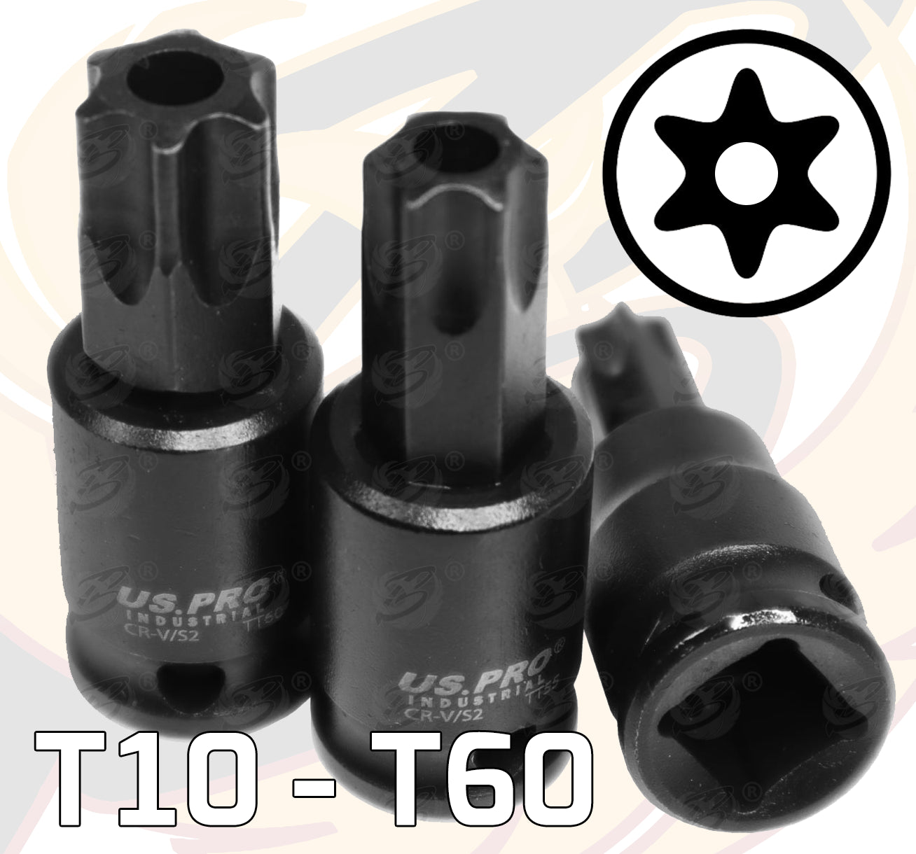 US PRO 11PCS 3/8" DRIVE IMPACT TAMPERPROOF TORX BIT SOCKETS T10 - T60