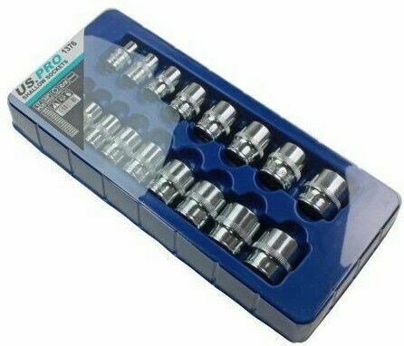 US PRO 17PCS 3/8" DRIVE 6 POINT SHALLOW SOCKETS 8MM - 24MM