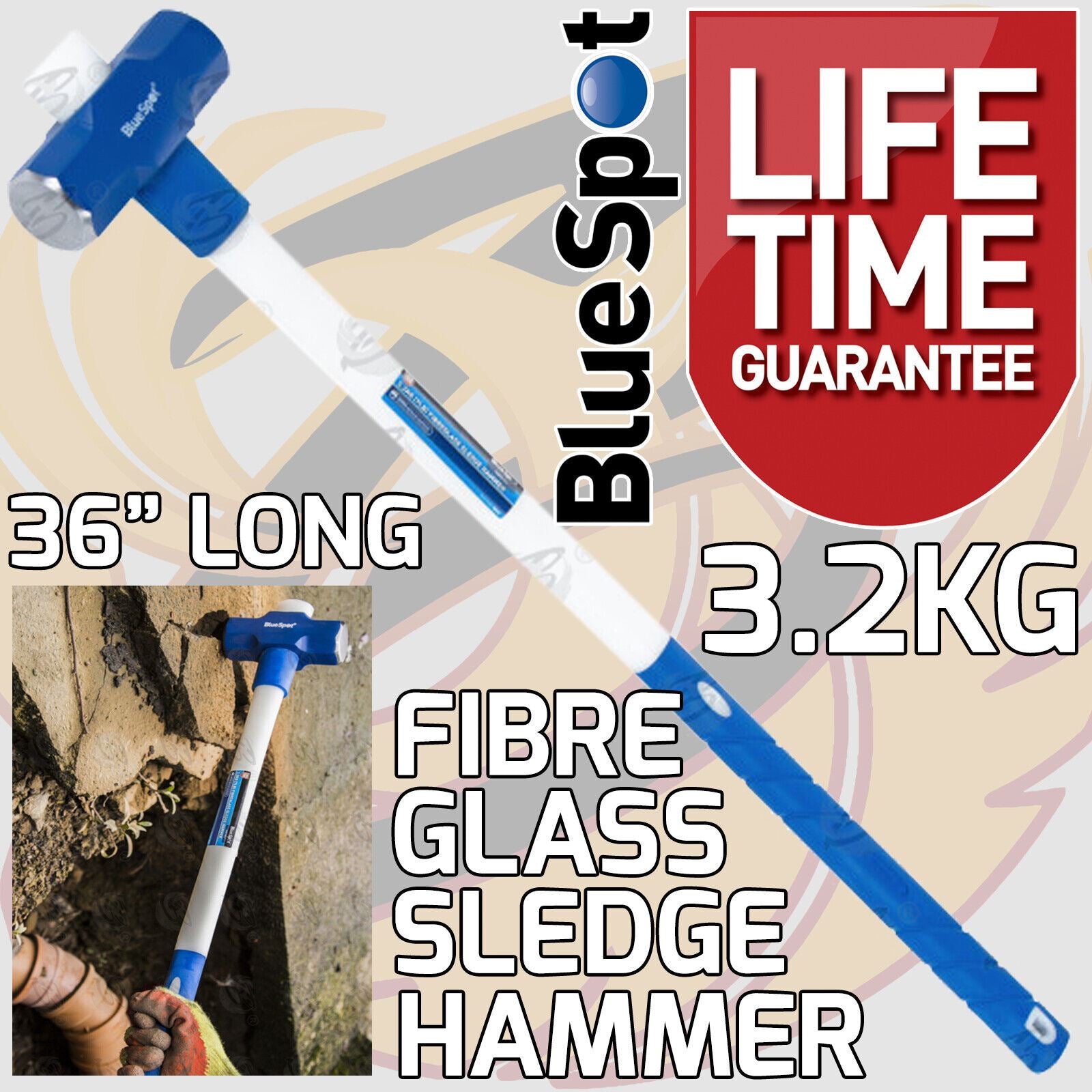 BlueSpot 3.2Kg 36" Long Fibreglass Sledge Hammer ( 26612 )