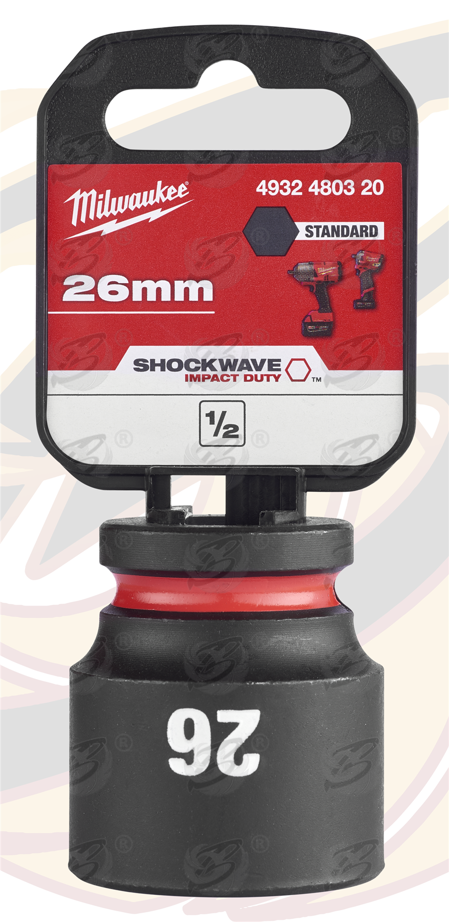 Milwaukee 26mm 1/2" Drive 6 Point Shallow Impact Socket ( 4932480320 )