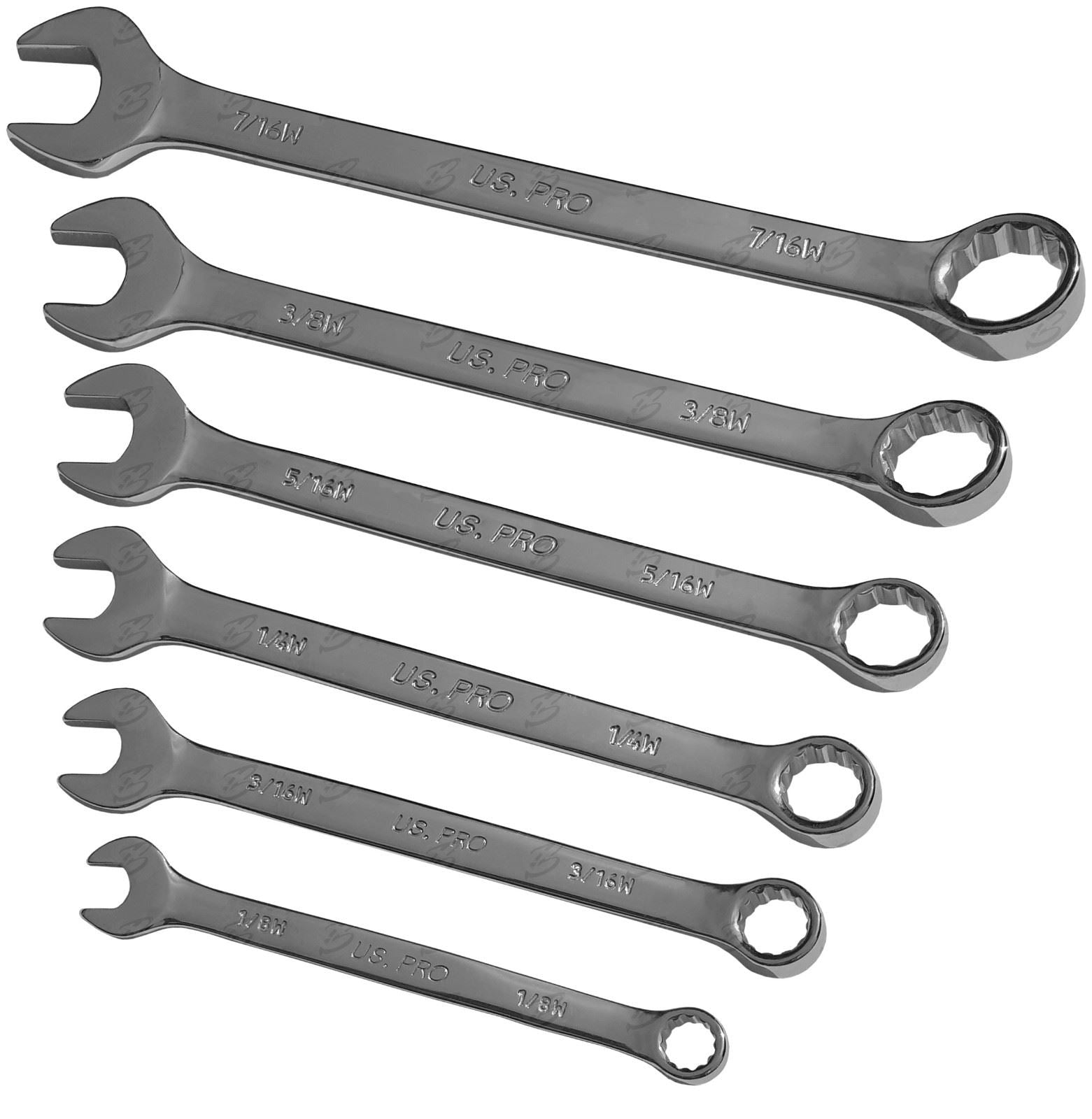 US Pro 10 Piece Whitworth Combination Spanners 1/8" - 11/16" 3239