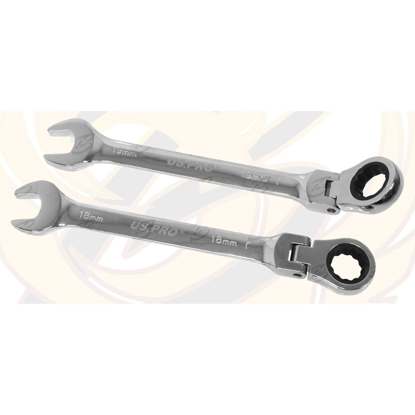 US PRO 12PCS COMBINATION FLEXIBLE RATCHET SPANNER SET 8MM - 19MM