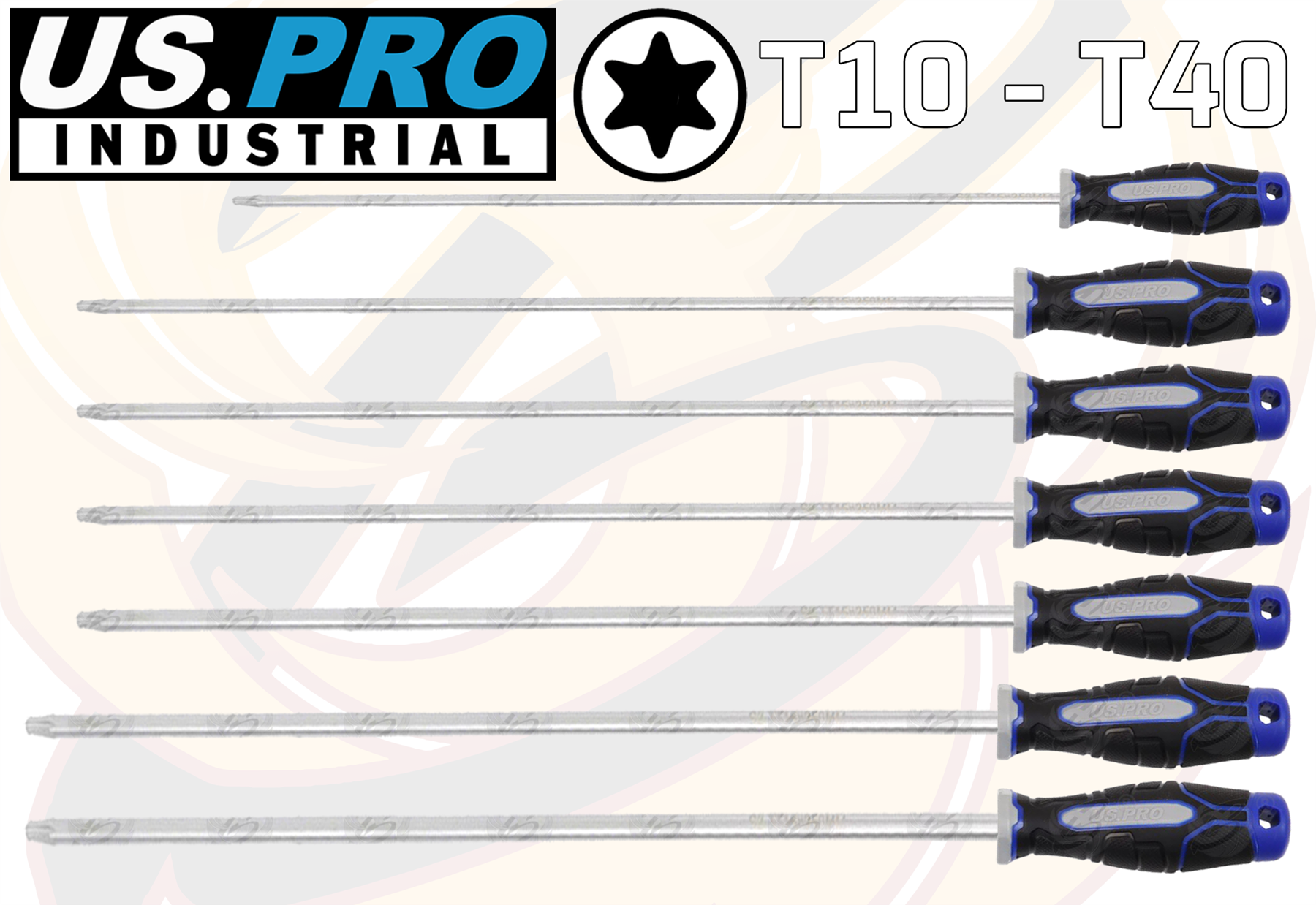 US Pro Industrial 7 Piece Extra Long Magnetic Torx Screwdrivers T10 - T40 4615