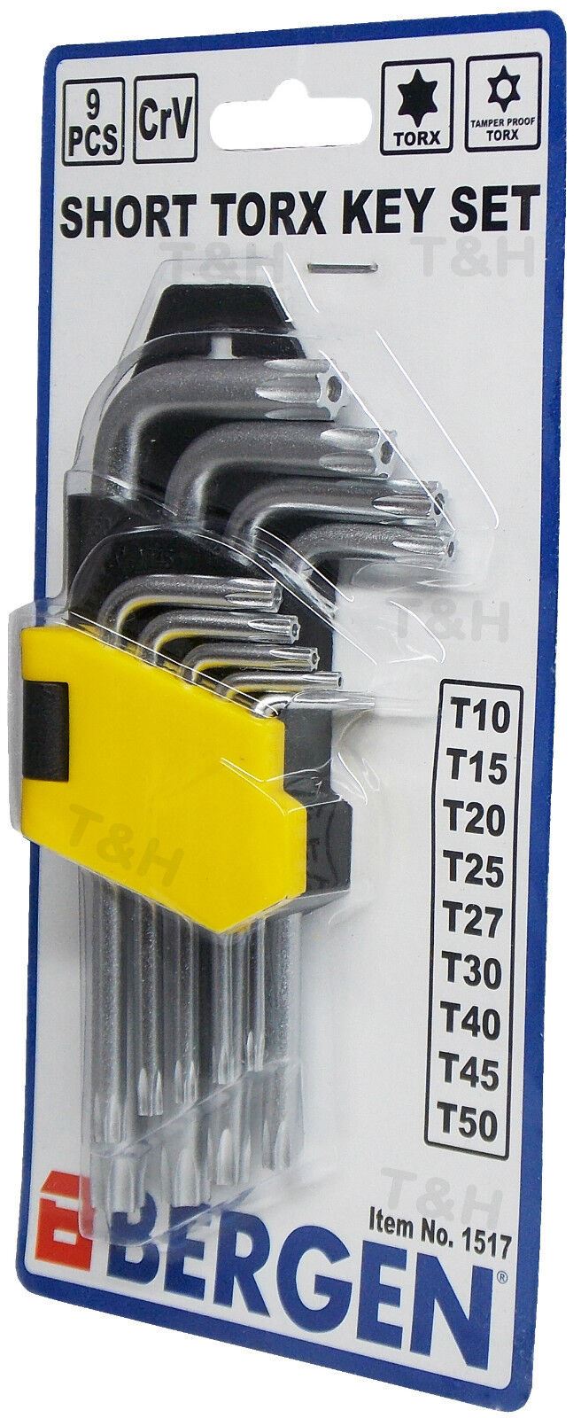 US Pro 9 Piece Stubby Torx Key Set T10 - T51 1517