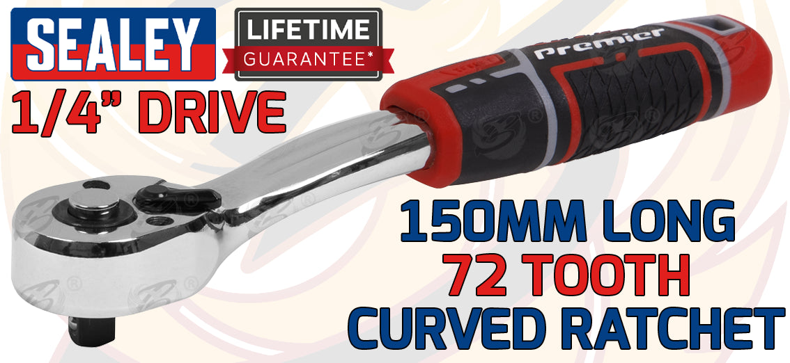 SEALEY 1/4" DRIVE 72 TOOTH CURVED RATCHET HANDLE