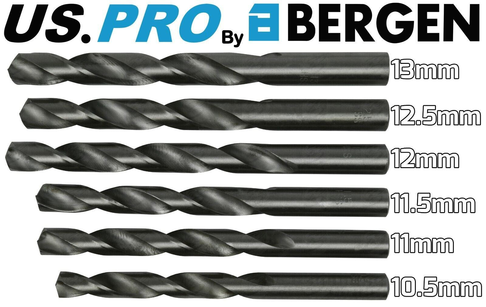 US Pro 25 Piece HSS Metal Drill Bits 1mm - 13mm 2697